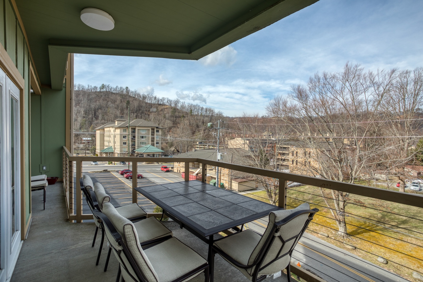 Outdoor dining table for four at Heart of Gatlinburg, a 2 bedroom cabin rental located in Gatlinburg