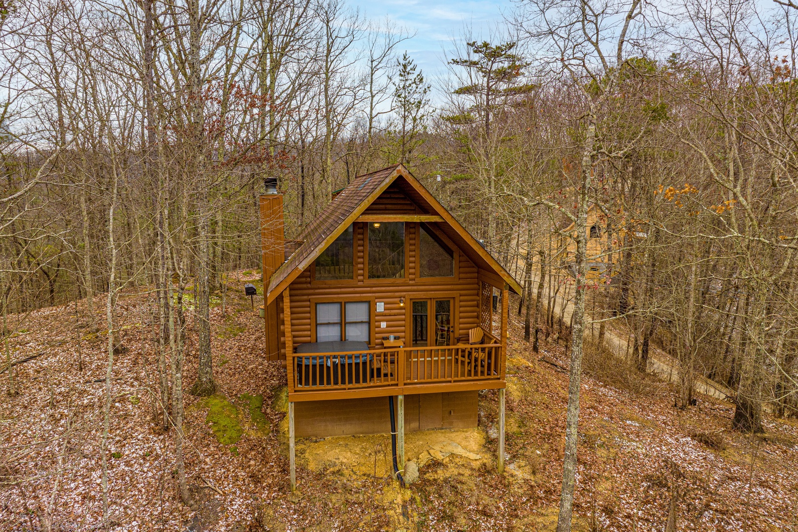 Early winter at Cupids Crossing, a 1 bedroom cabin rental located in Pigeon Forge