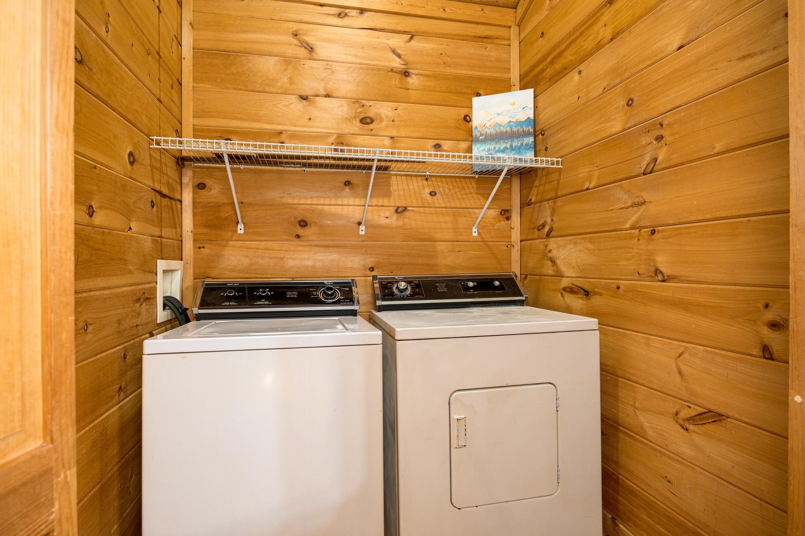 Washer and dryer at Bearstone Cabin, a 1 bedroom cabin rental located in Gatlinburg