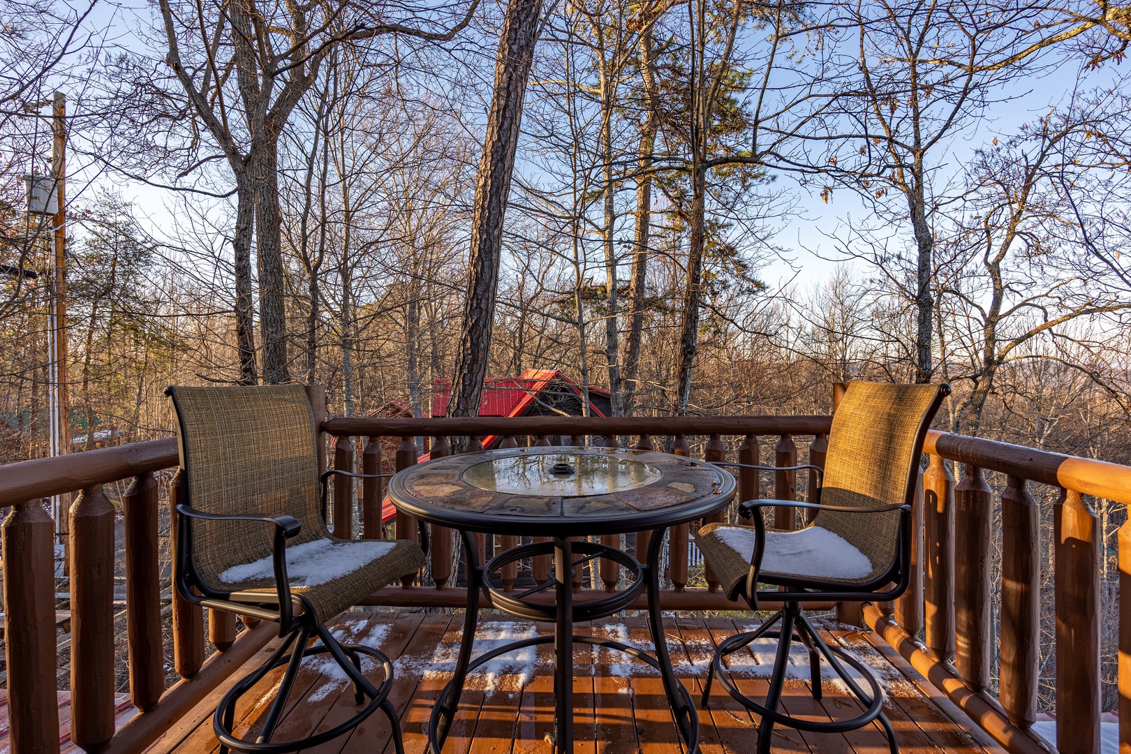 Deck seating at Gone To Therapy, a 2 bedroom cabin rental located in Gatlinburg