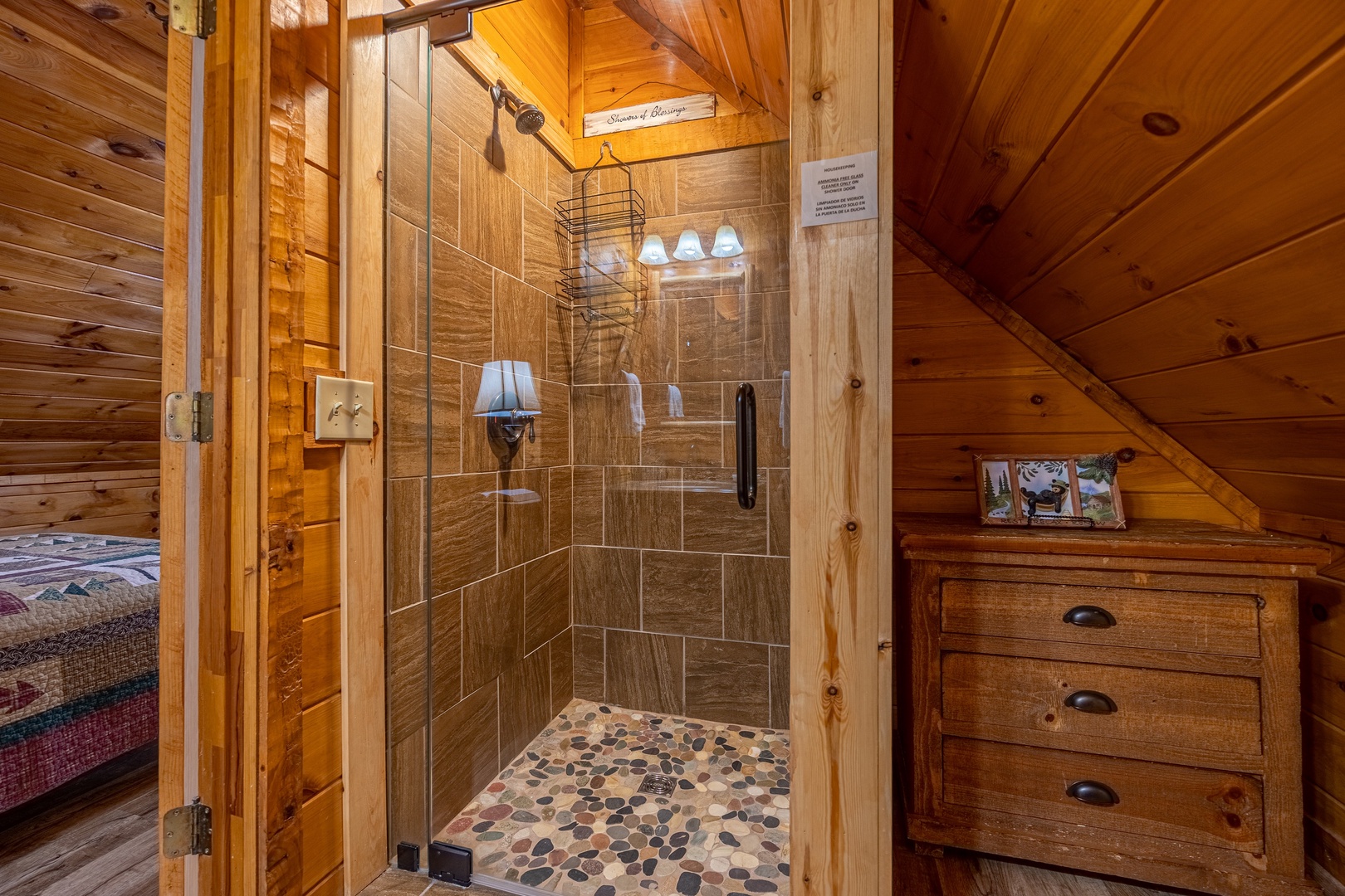 Shower at Cabin On The Hill, a 1 bedroom cabin rental located in Pigeon Forge