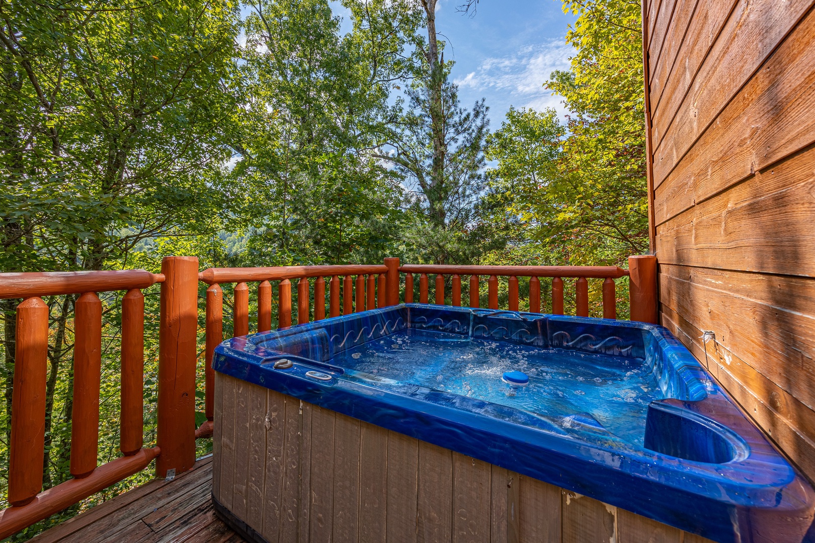 Hot tub at American Dream, a 2 bedroom cabin rental located in Gatlinburg