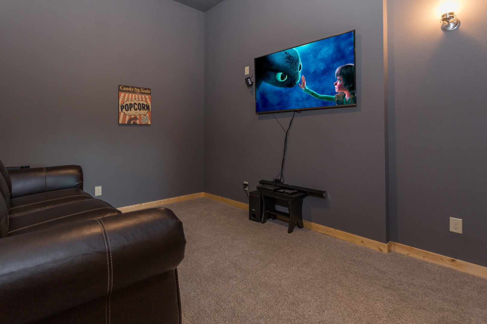 Theater room at Canyon Camp Falls, a 2 bedroom cabin rental located in Pigeon Forge