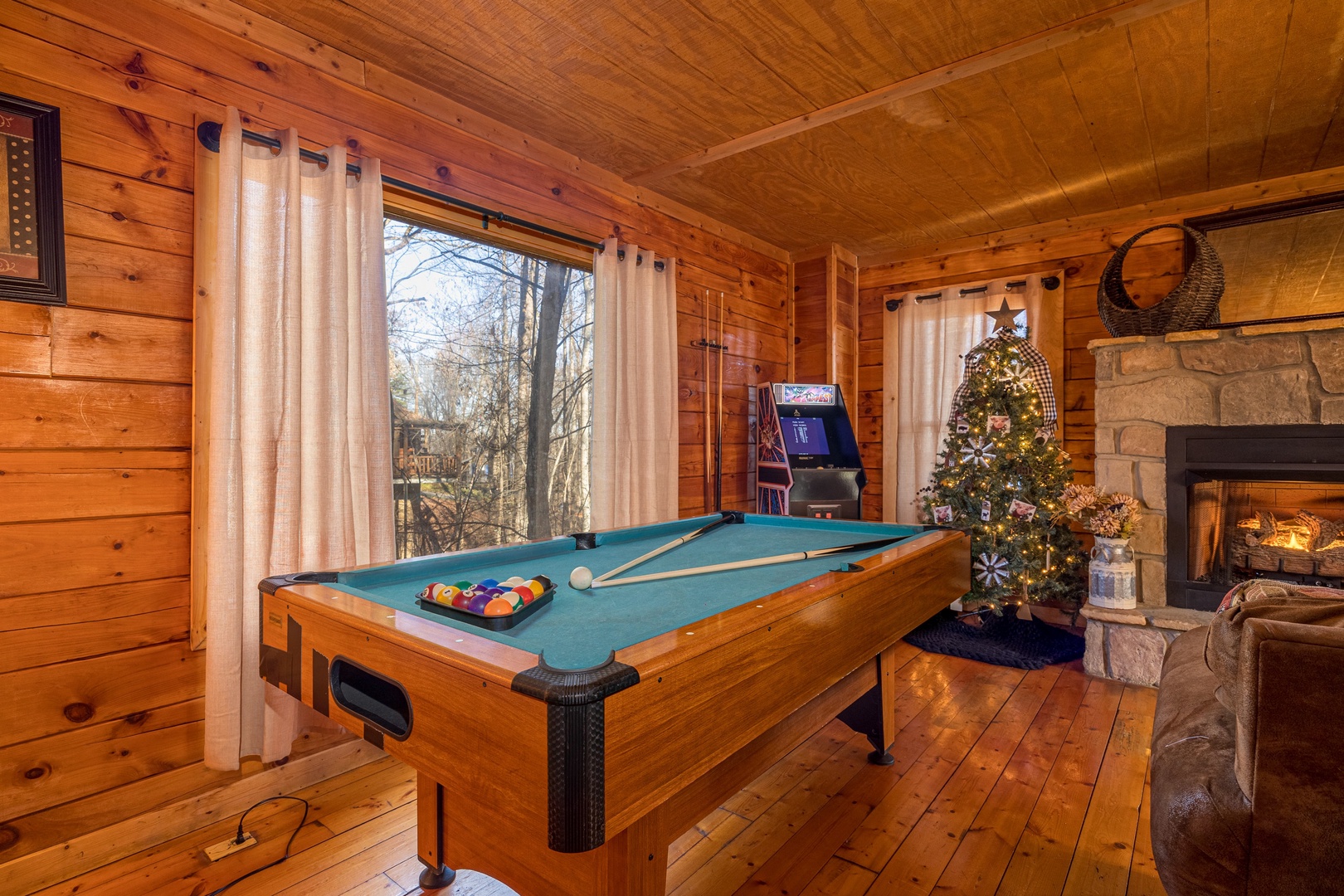 Pool table at Sunny Side Up, a 2 bedroom cabin rental located in Gatlinburg