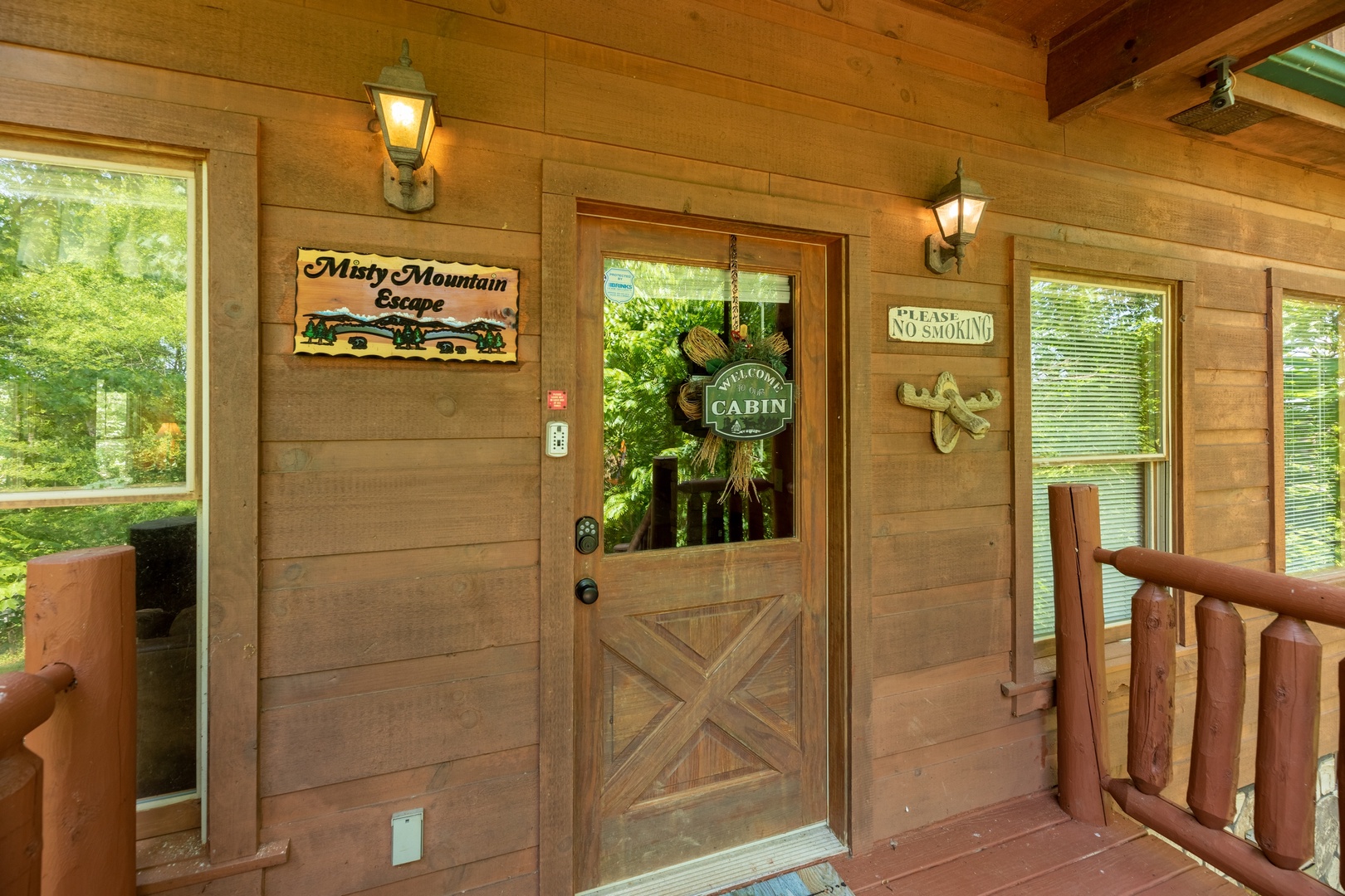 Front door at Misty Mountain Escape, a 2 bedroom cabin rental located in Gatlinburg