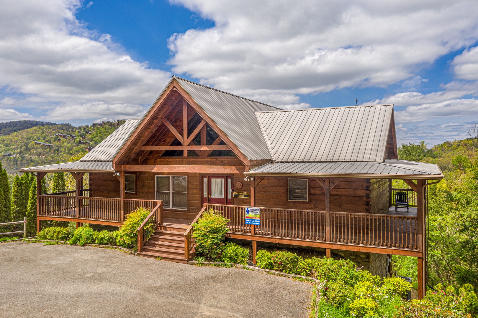 Exterior front view at Mountain Laurel Lodge, a 4 bedroom cabin rental located in Pigeon Forge