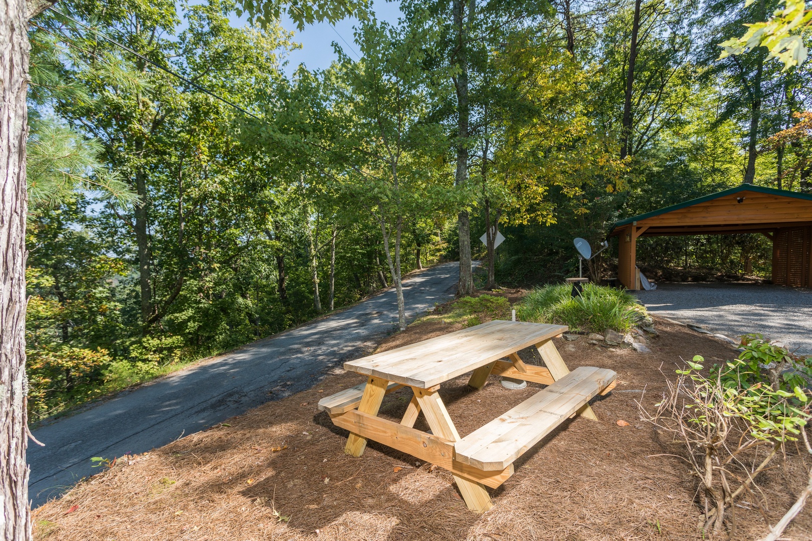 Picnic table at Forever Country, a 3 bedroom cabin rental located in Pigeon Forge