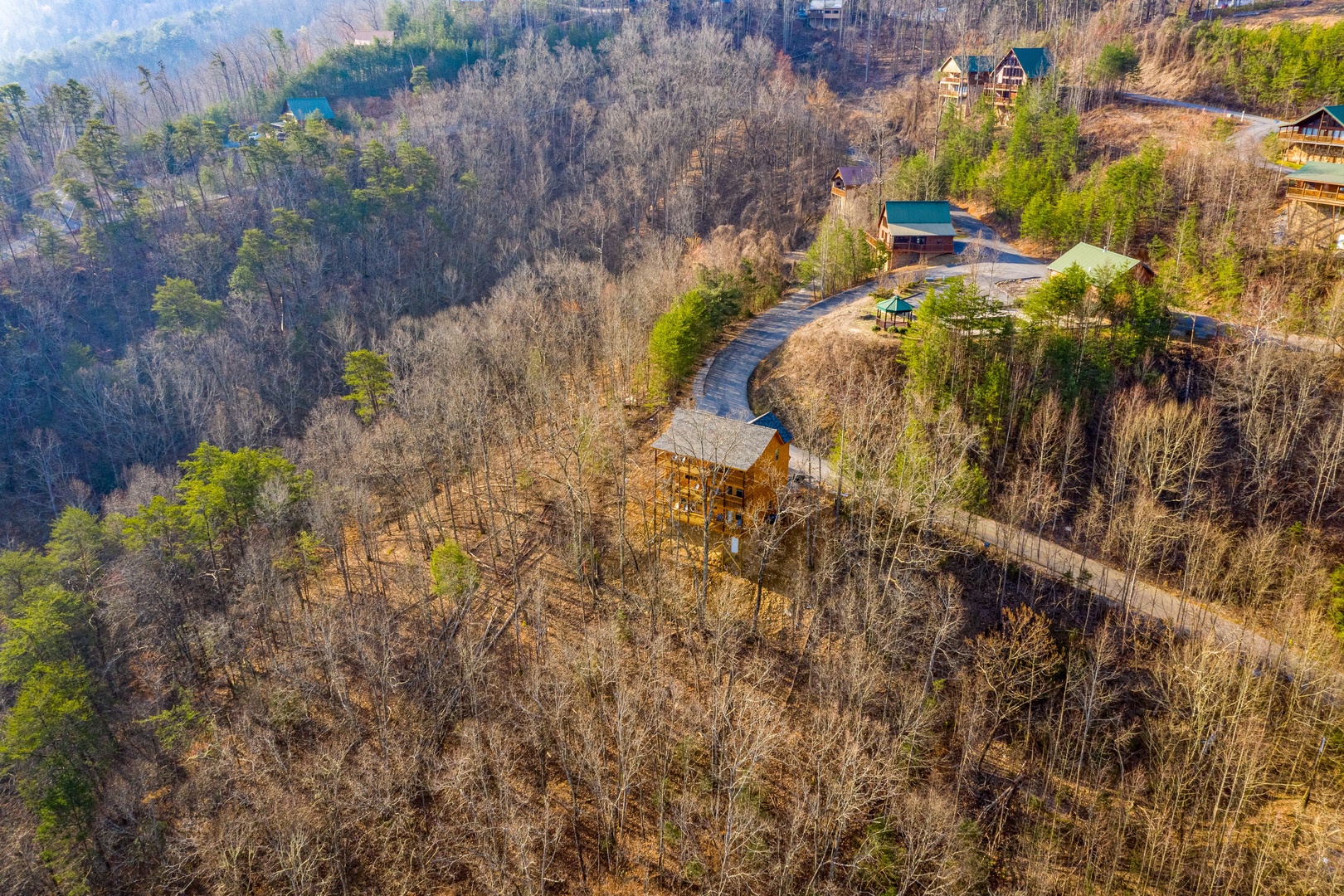 Aerial view at Everly's Splash, a 4 bedroom cabin rental located in Pigeon Forge