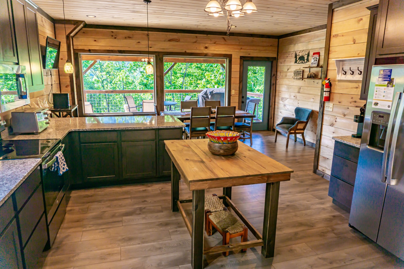 Kitchen With Island at Cozy Bear