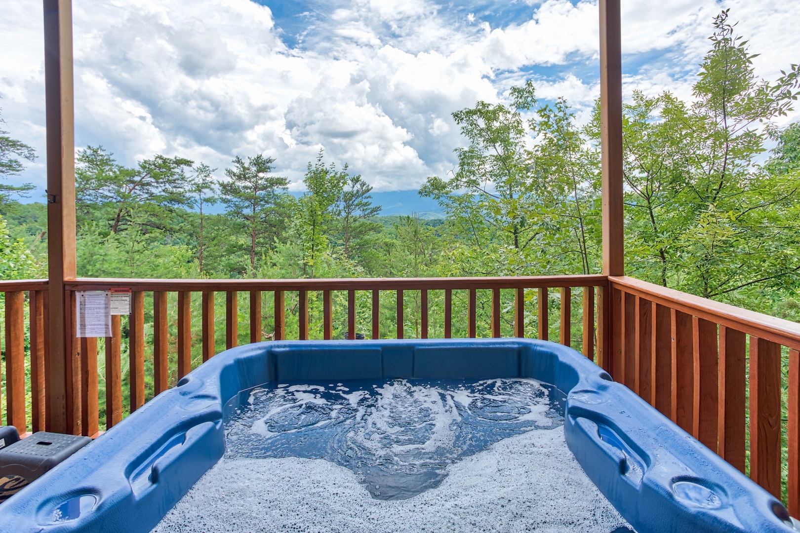 Hot tub with mountain views at I Do Love Views, a 3 bedroom cabin rental located in Pigeon Forge