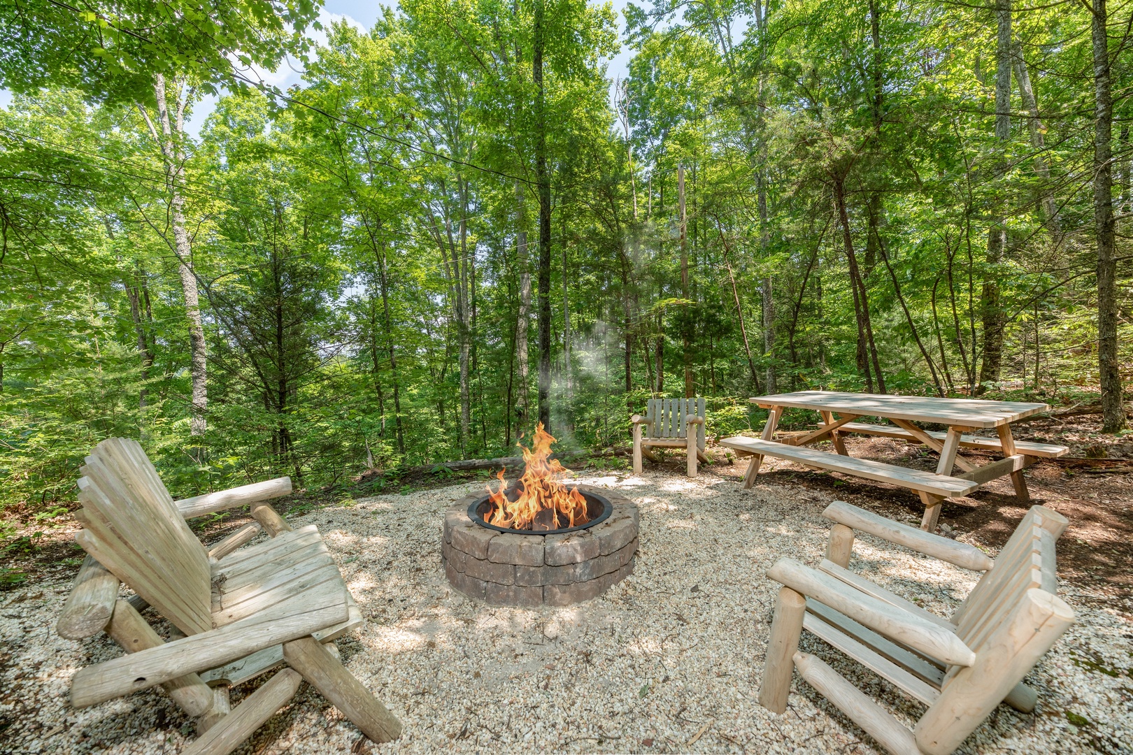 Picnic table at Misty Mountain Escape, a 2 bedroom cabin rental located in Gatlinburg