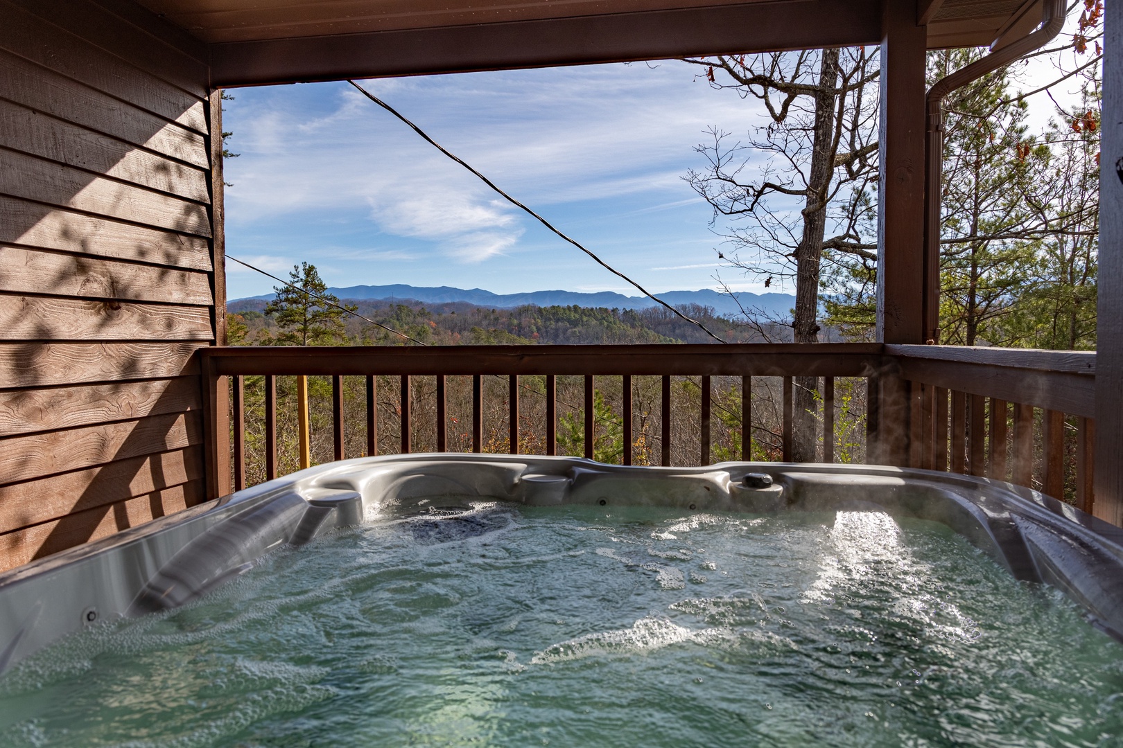 Hot tub at Liam's Lookout, a 2 bedroom cabin rental located in Pigeon Forge