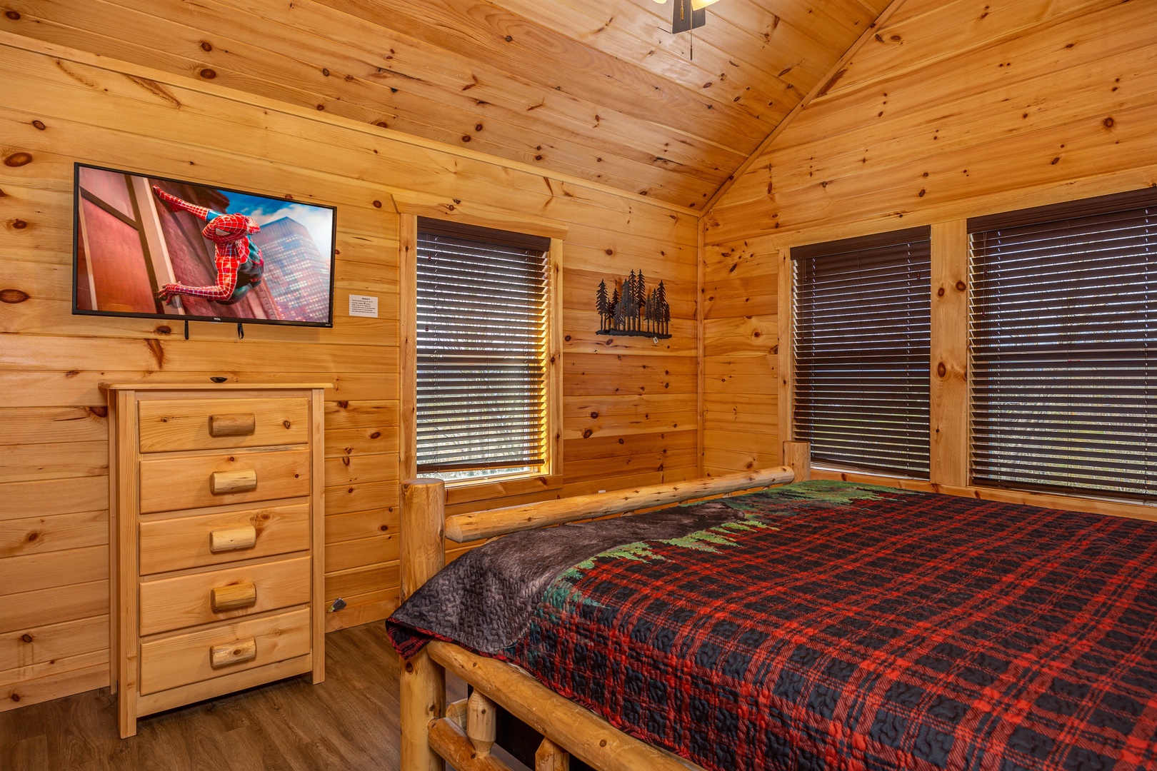Bedroom amenities at Mountain Pool & Paradise, a 3 bedroom cabin rental located in Pigeon Forge