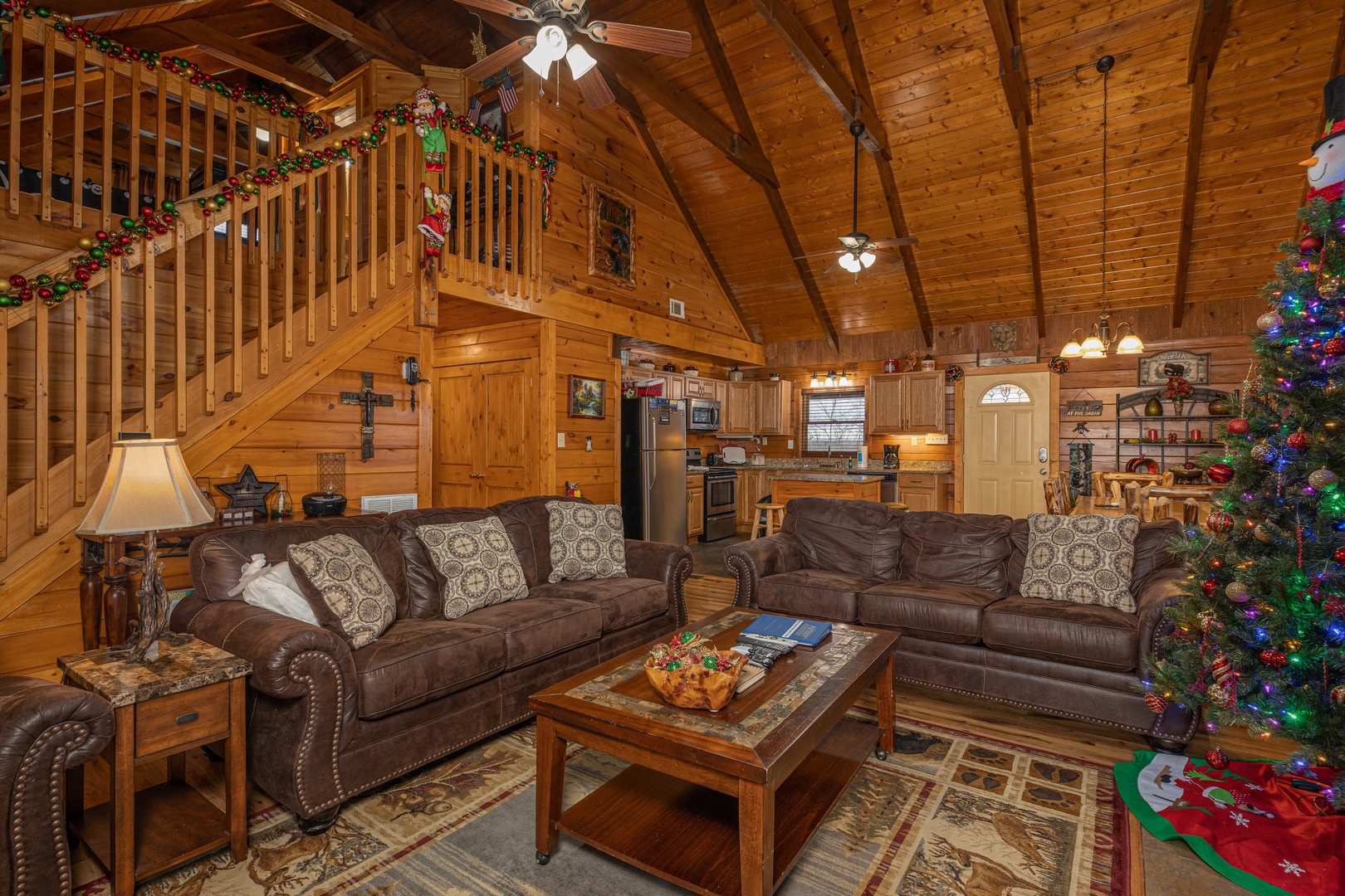 Sofas in the living room at Pigeon Forge Pleasures, a 3 bedroom cabin rental located in Pigeon Forge