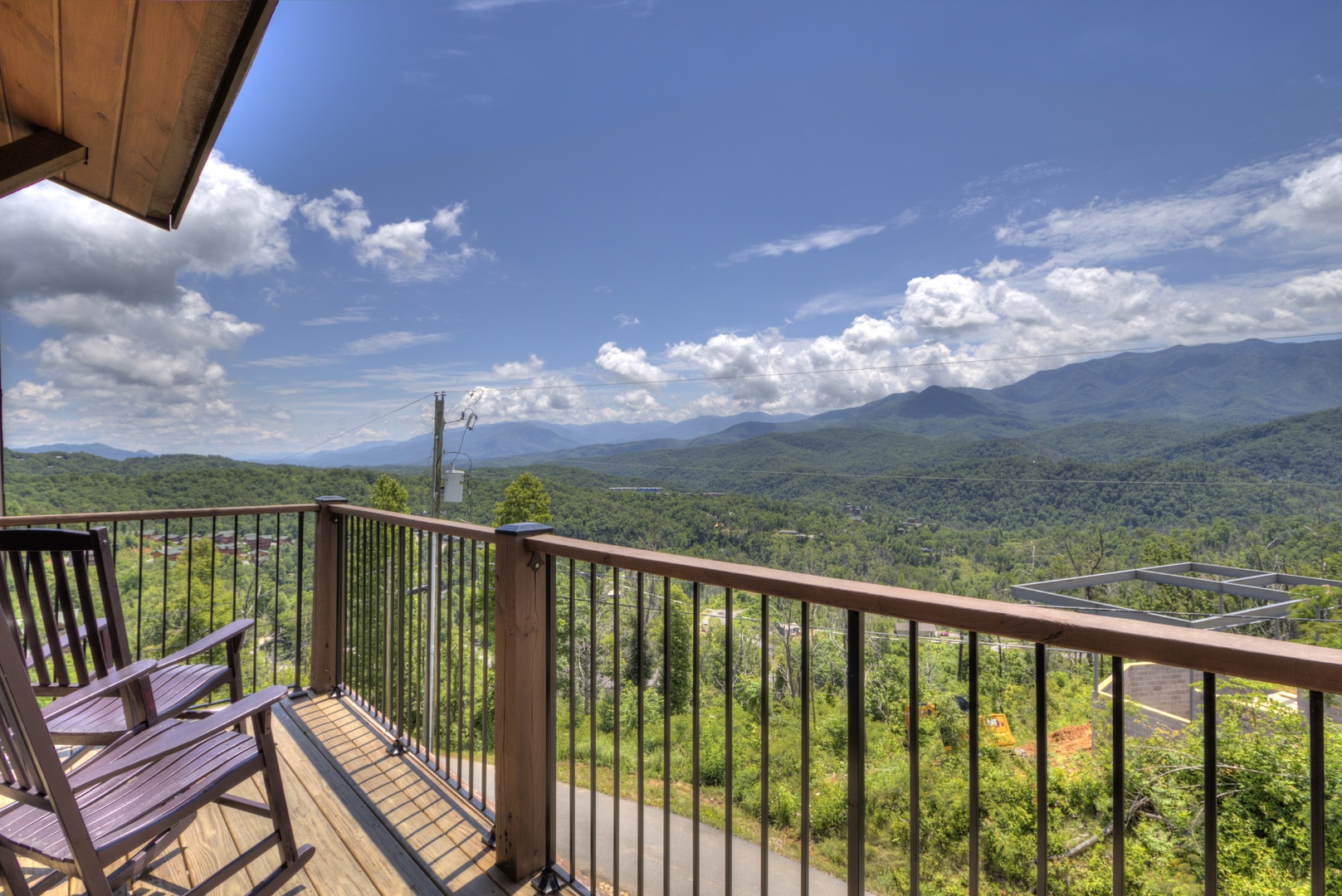 View from the deck rocking chairs at The Best View Lodge, a 5 bedroom cabin rental located in gatlinburg