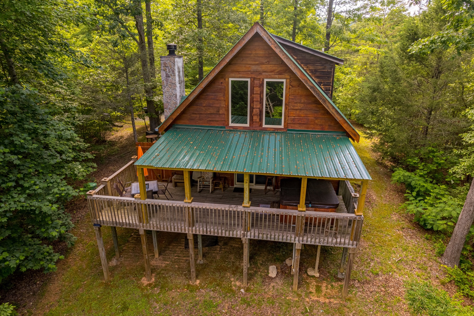 Drone view at Cloud 9, a 1 bedroom cabin rental located in Pigeon Forge