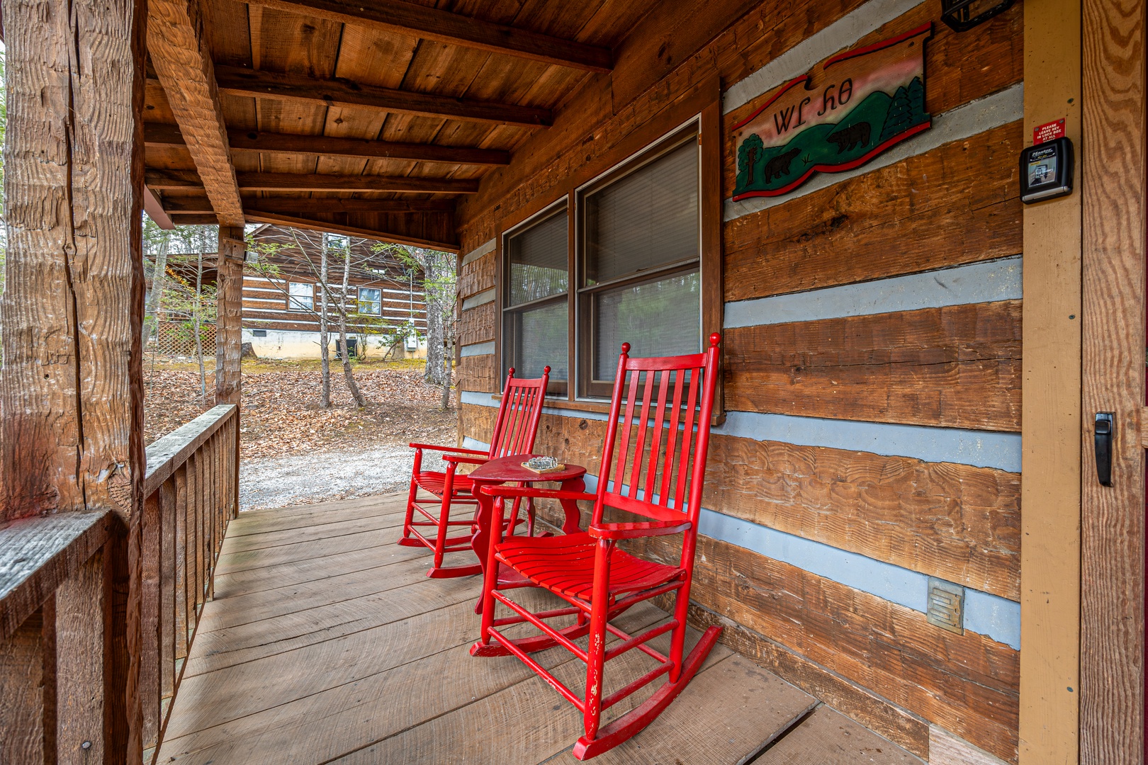 Front Deck With Rocking Chairs at  Little Bear Cabin