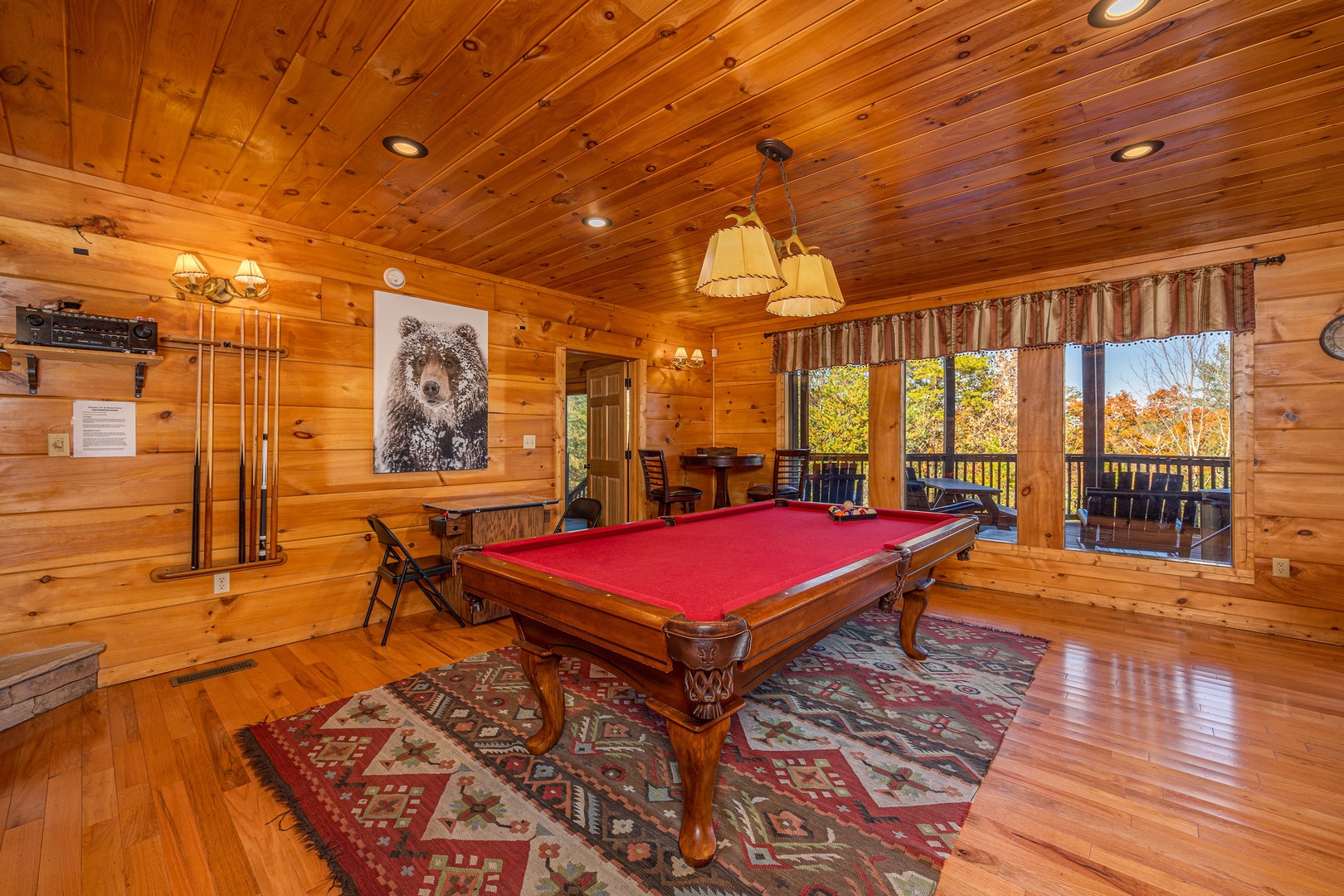 Pool table at Mountain Laurel Lodge, a 4 bedroom cabin rental located in Pigeon Forge