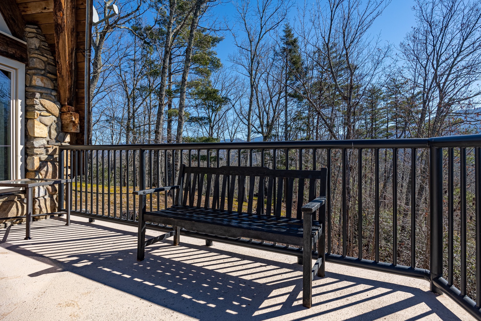 Outdoor iron bench at Ever After, a 1 bedroom cabin rental located in Gatlinburg