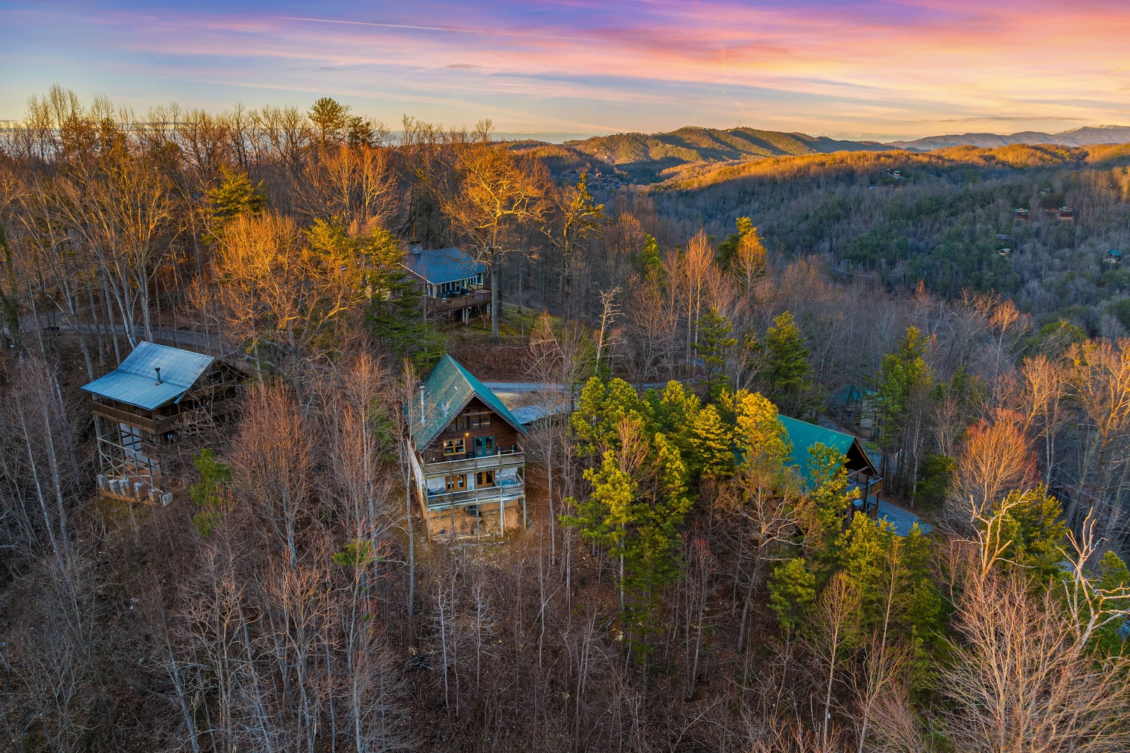 Drone view at Brink of Heaven, a 2 bedroom cabin rental located in Gatlinburg