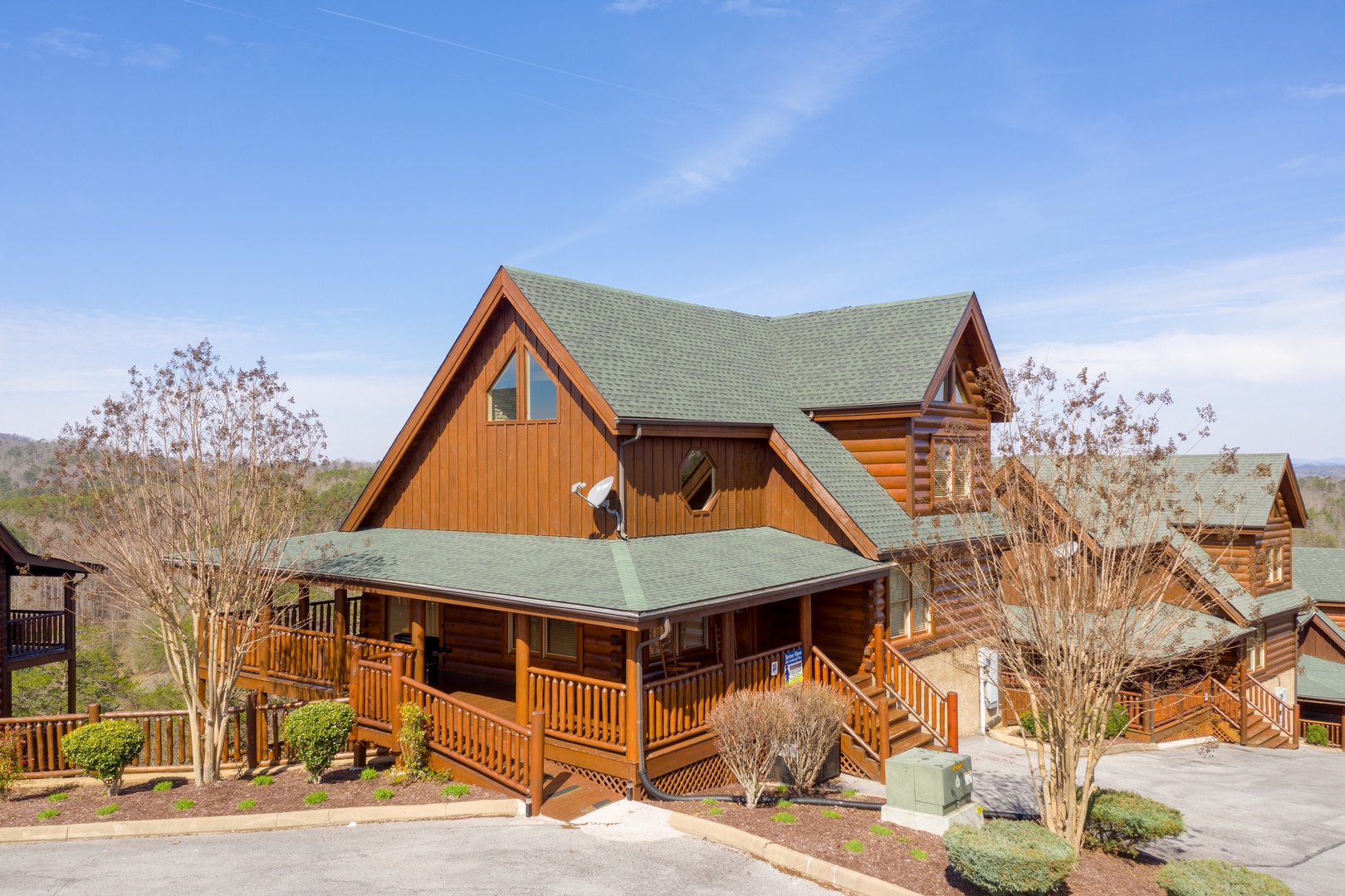 Front exterior view at Better View, a 4 bedroom cabin rental located in Pigeon Forge