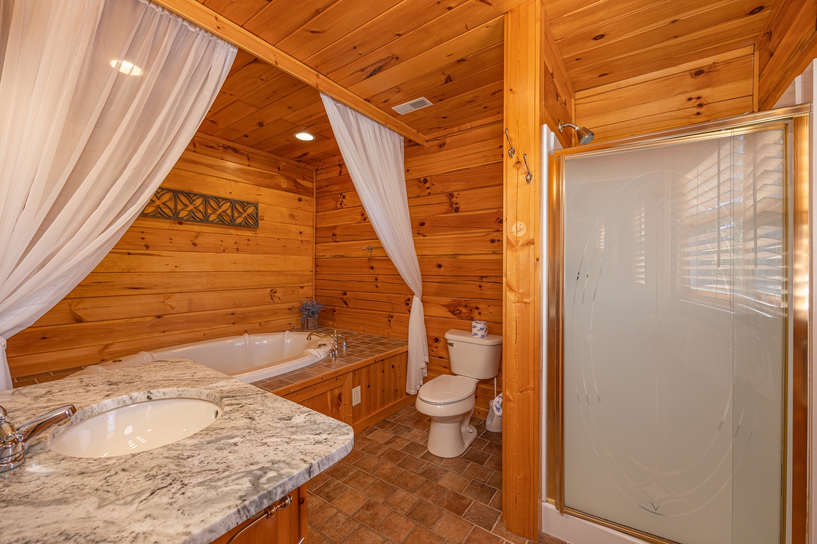 Loft bathroom at Eagle's Sunrise, a 2 bedroom cabin rental located in Pigeon Forge