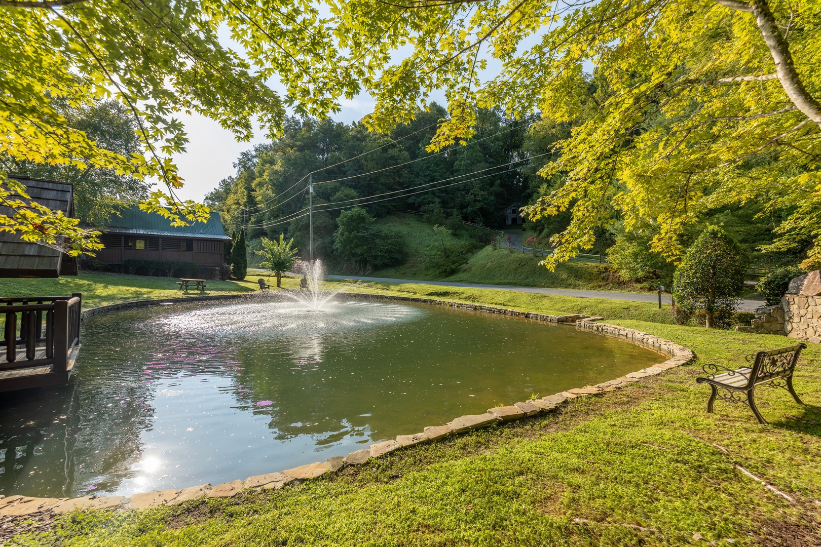 Pond for guests at Family Getaway, a 4 bedroom cabin rental located in Pigeon Forge