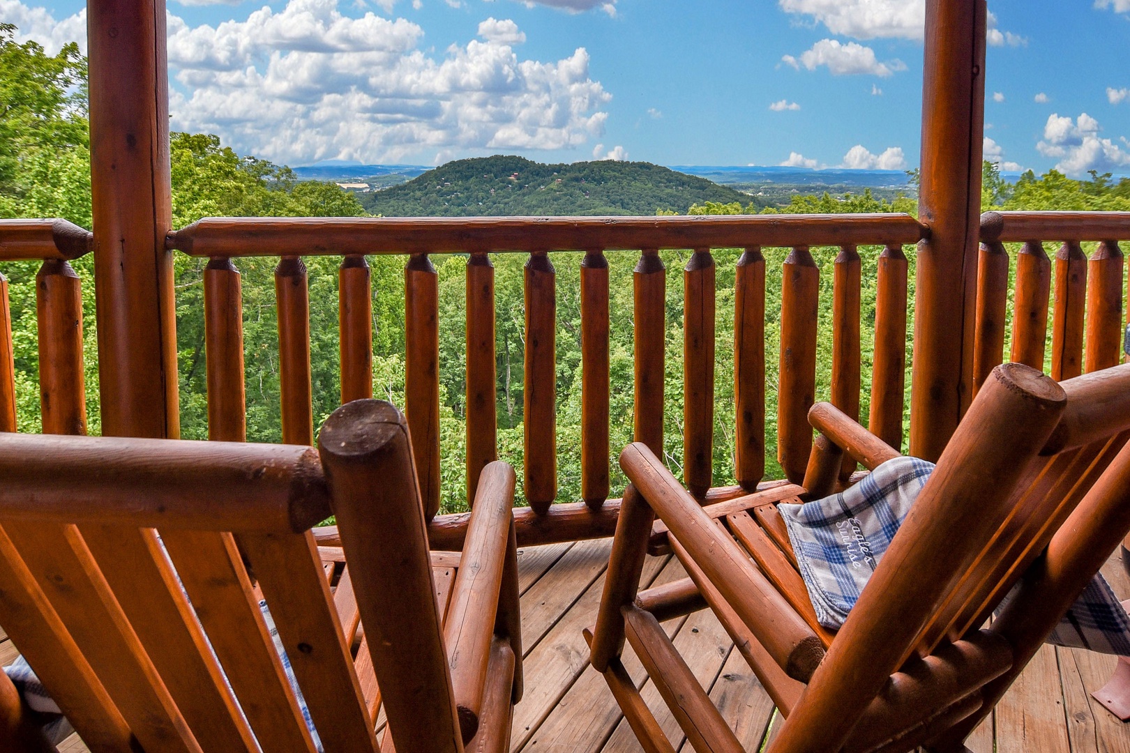View from the deck at Eagle's Sunrise, a 2 bedroom cabin rental located in Pigeon Forge