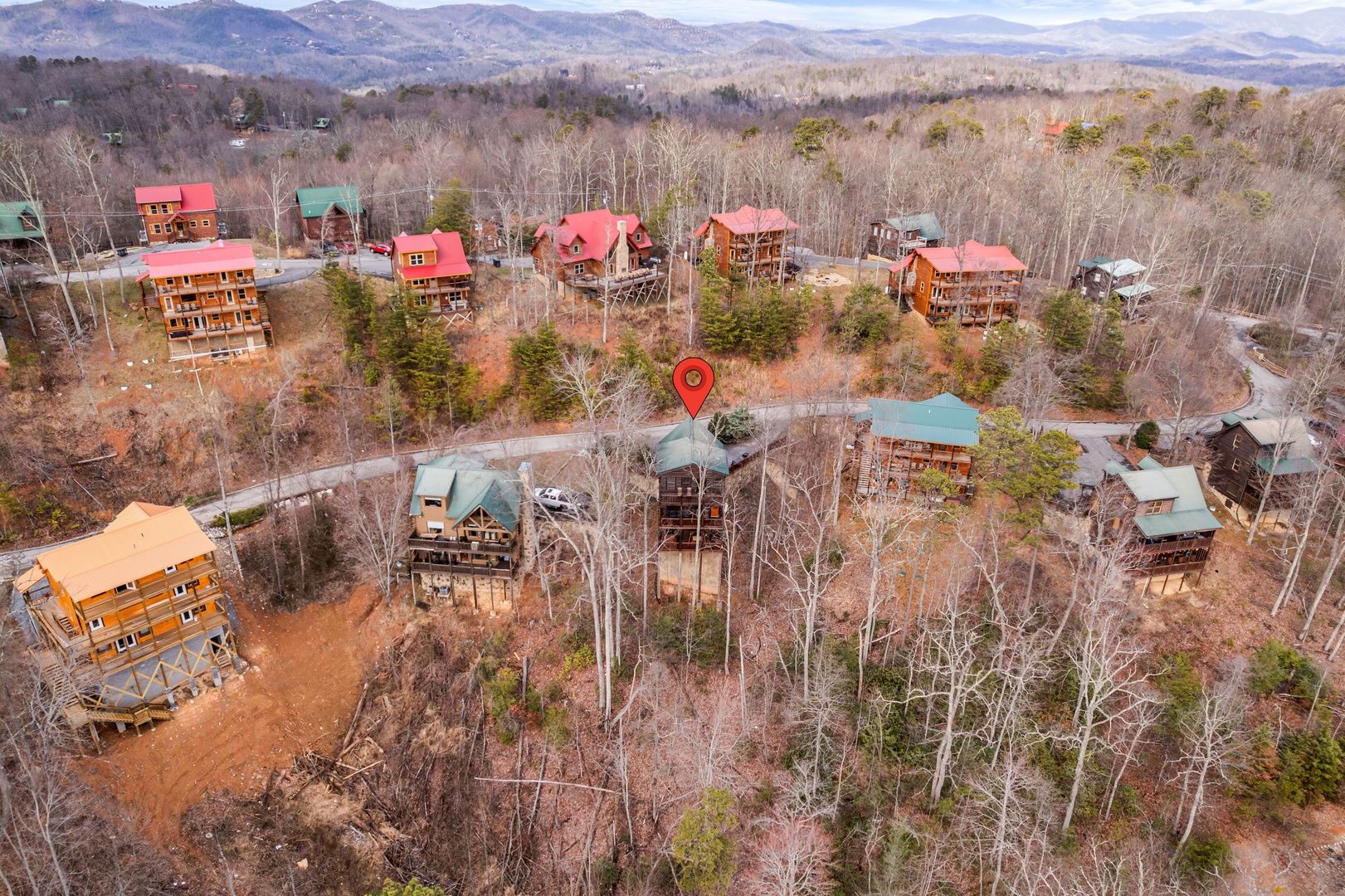 Drone view at Natural Wonder, a 4 bedroom cabin rental located in Gatlinburg