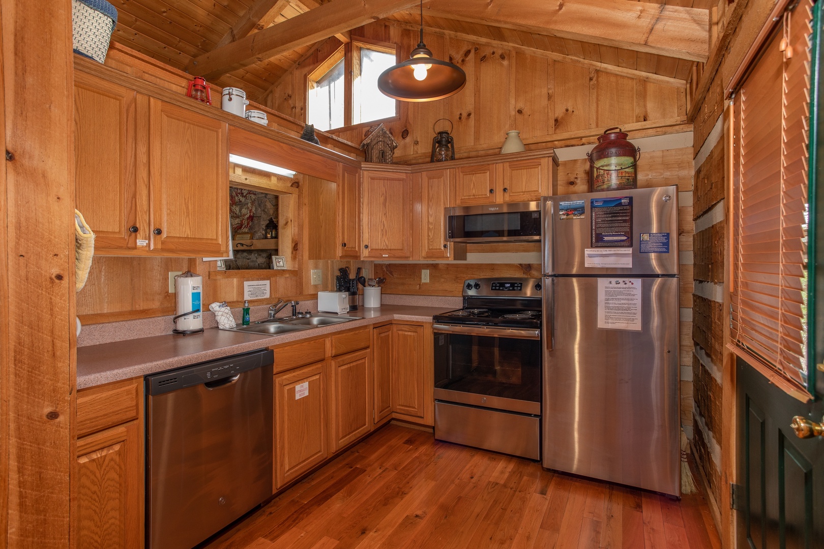 Kitchen with stainless appliances at Blue Mountain Views, a 1 bedroom cabin rental located in Pigeon Forge