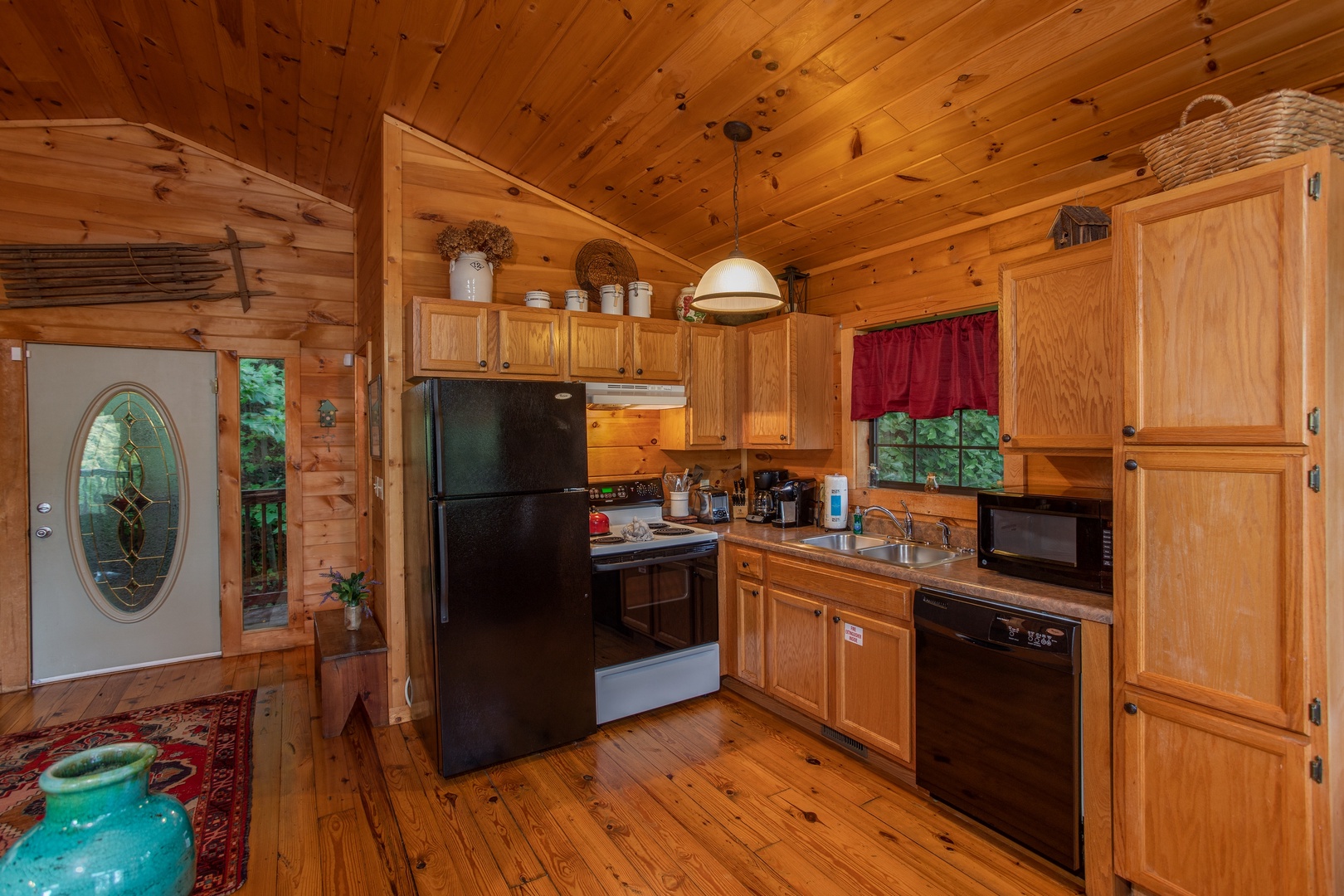 Kitchen with appliances at A View for You, a 1 bedroom cabin rental located in Pigeon Forge