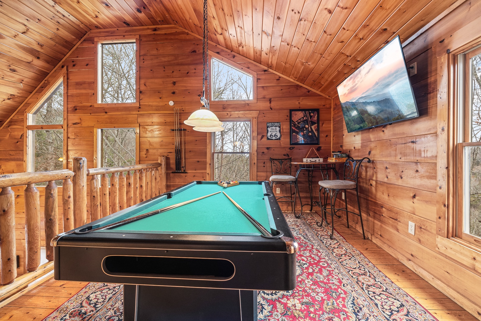 Pool table at Moonshine Memories, a 2 bedroom cabin rental located in Gatlinburg