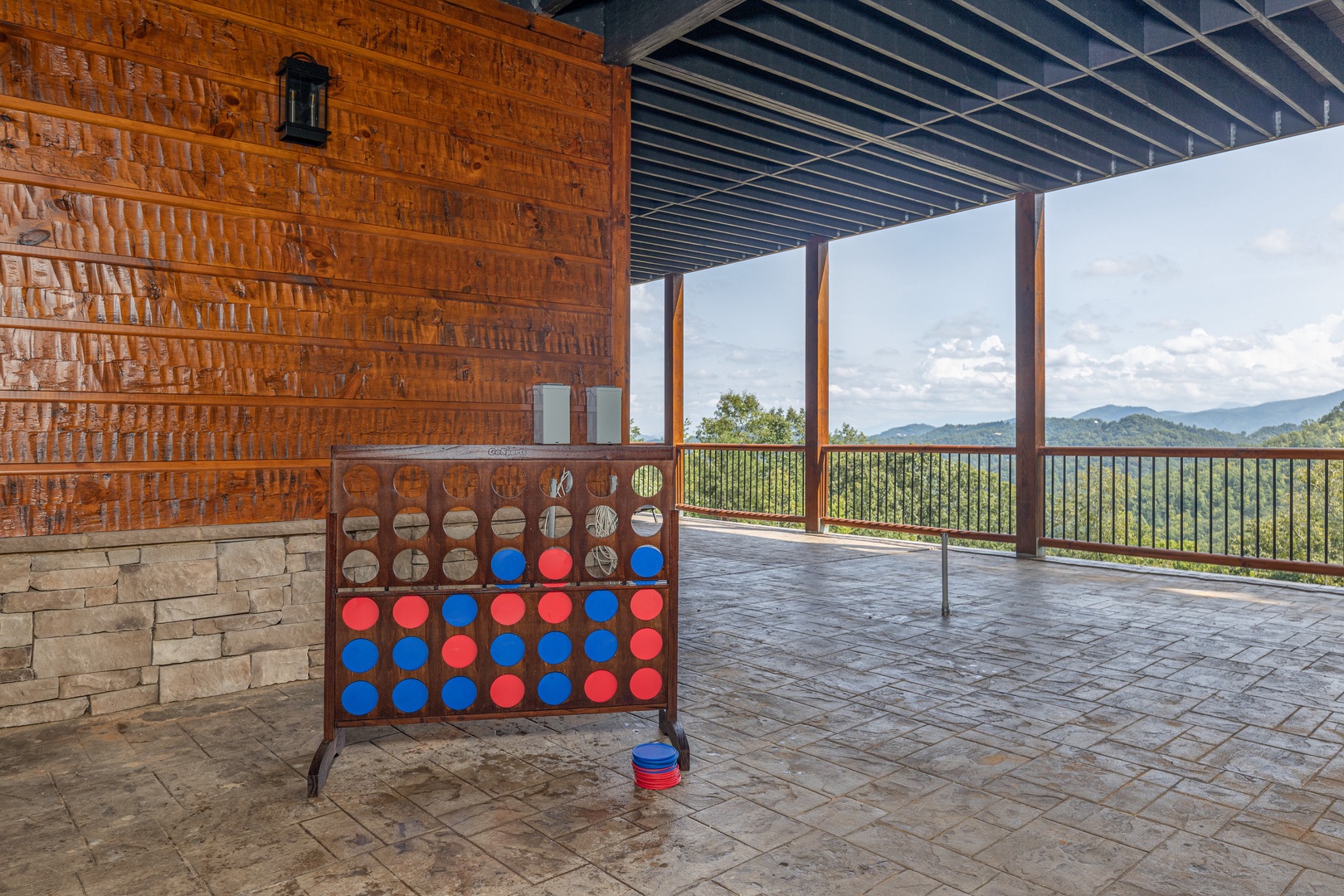 Large outdoor connect four game at Black Bears & Biscuits Lodge, a 6 bedroom cabin rental located in Pigeon Forge