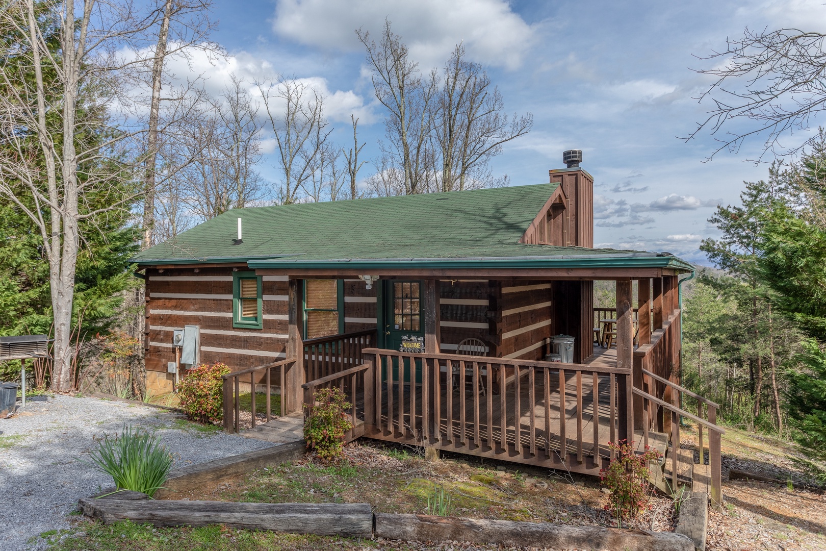 Cabin exterior at Blue Mountain Views, a 1 bedroom cabin rental located in Pigeon Forge