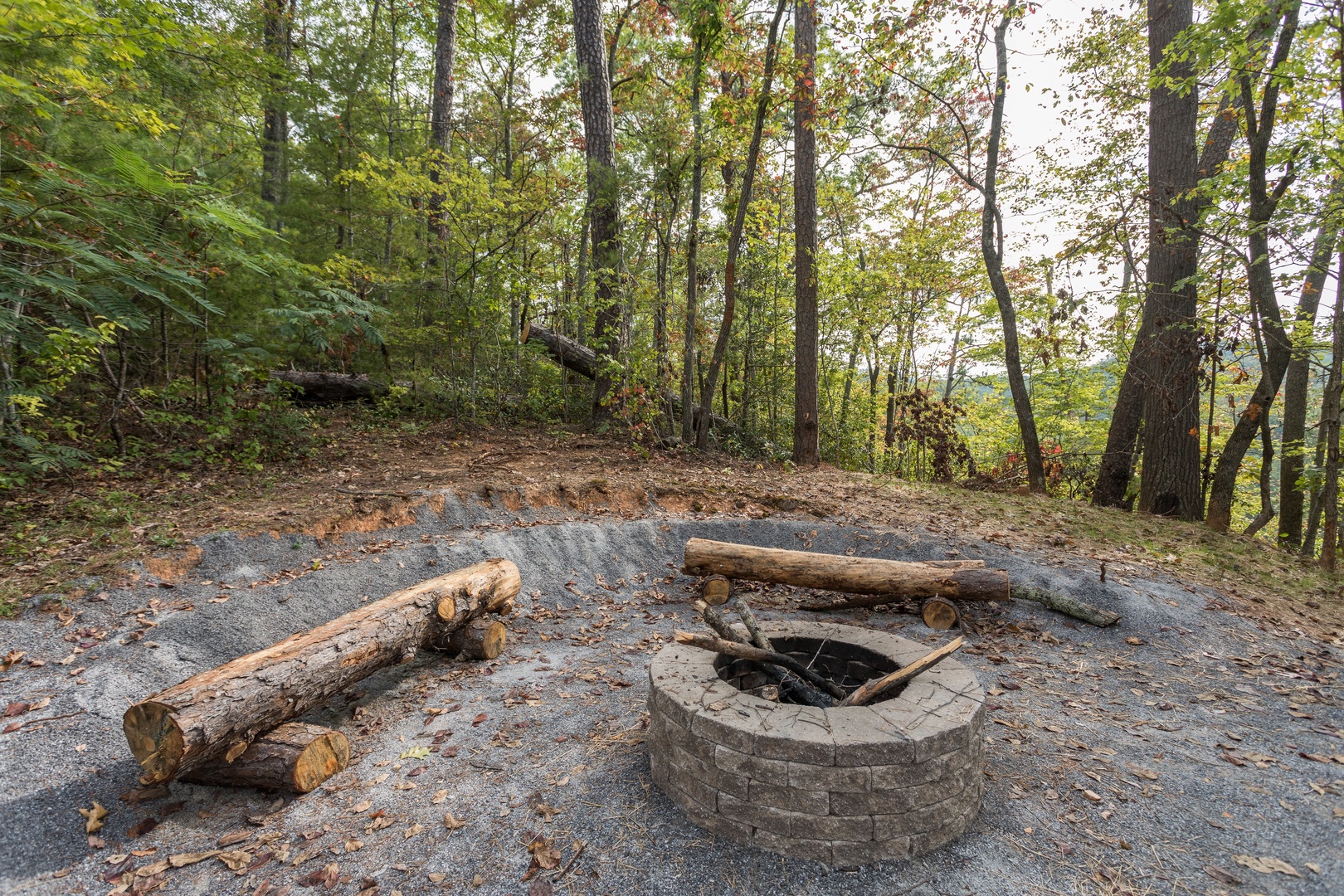 Fire pit at Bird's Eye View, a 2-bedroom cabin rental located in Gatlinburg