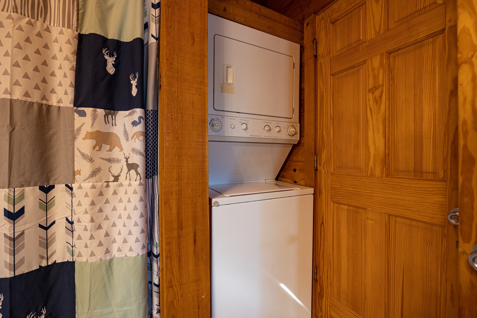 Washer and Dryer at Bear Feet Retreat, a 1 bedroom cabin rental located in pigeon forge