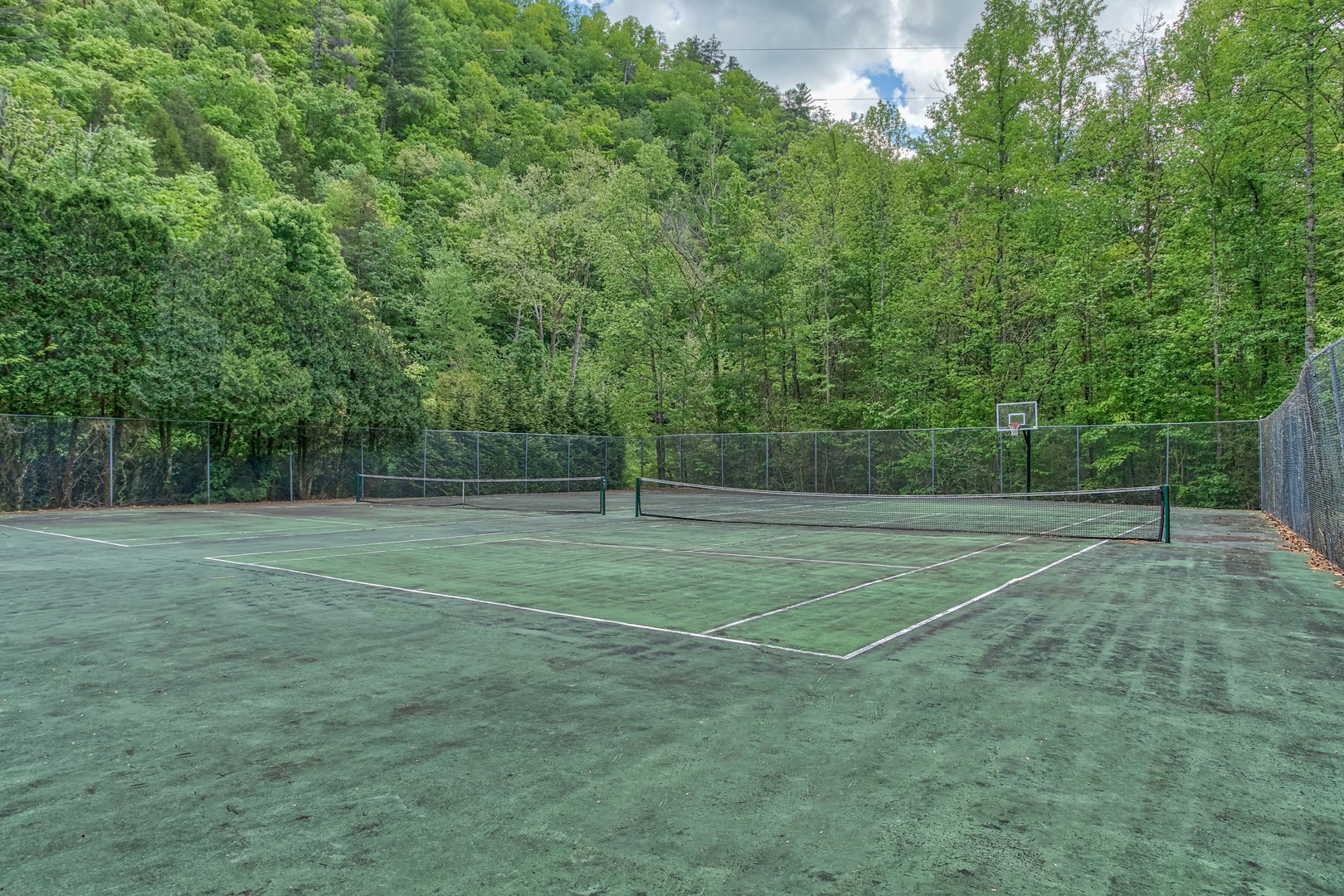 Tennis courts for guests at Black Bears & Biscuits Lodge, a 6 bedroom cabin rental located in Pigeon Forge