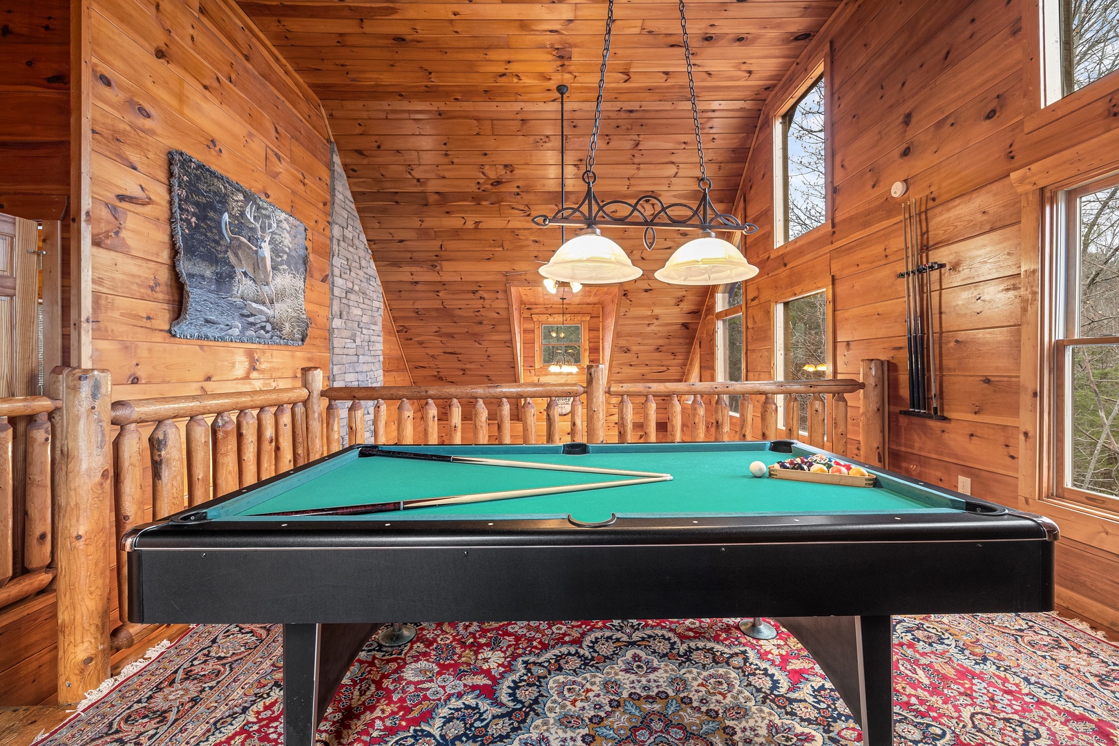 Pool table at Moonshine Memories, a 2 bedroom cabin rental located in Gatlinburg