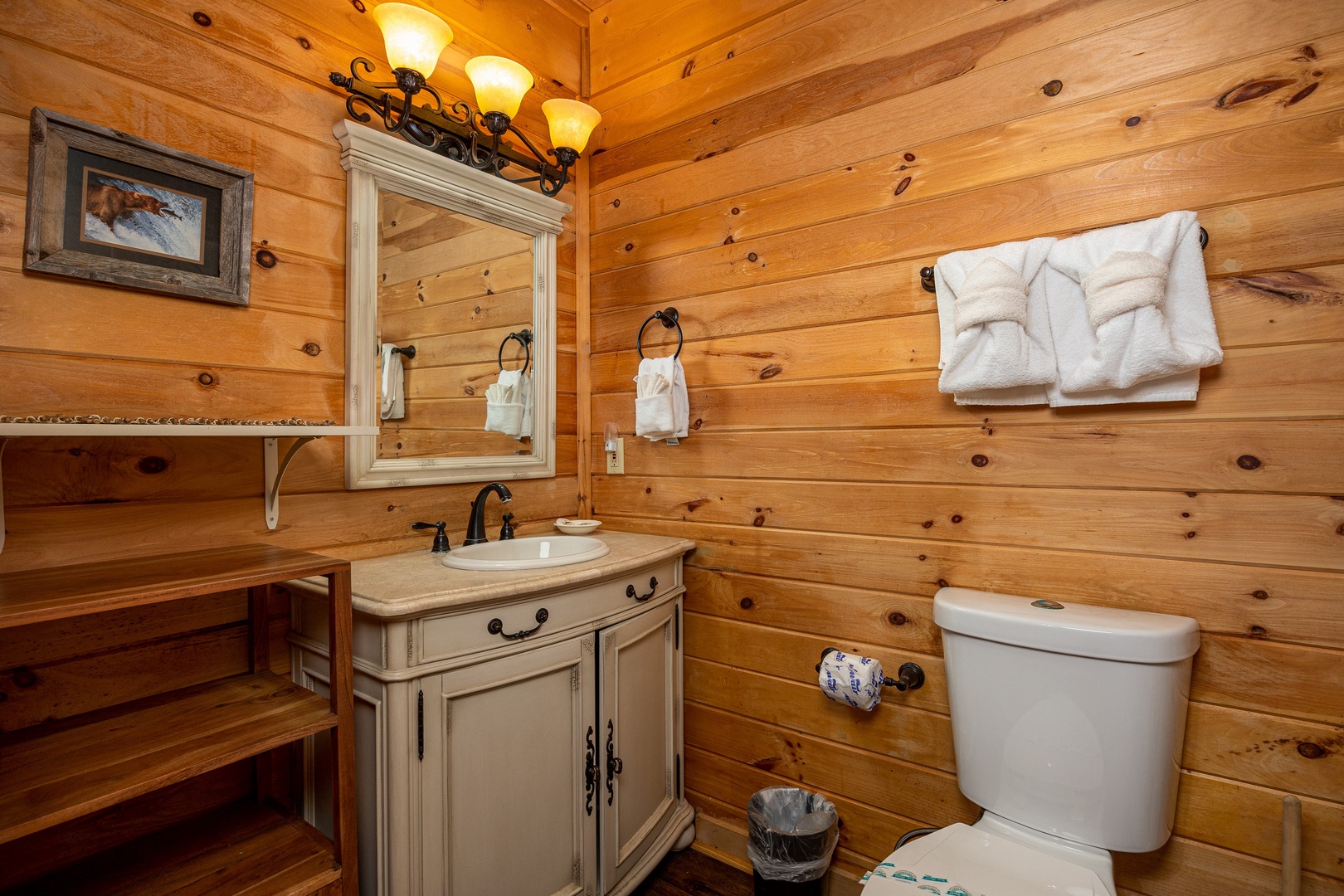 Bathroom at Eagle's Nest, a 2 bedroom cabin rental located in Sevierville