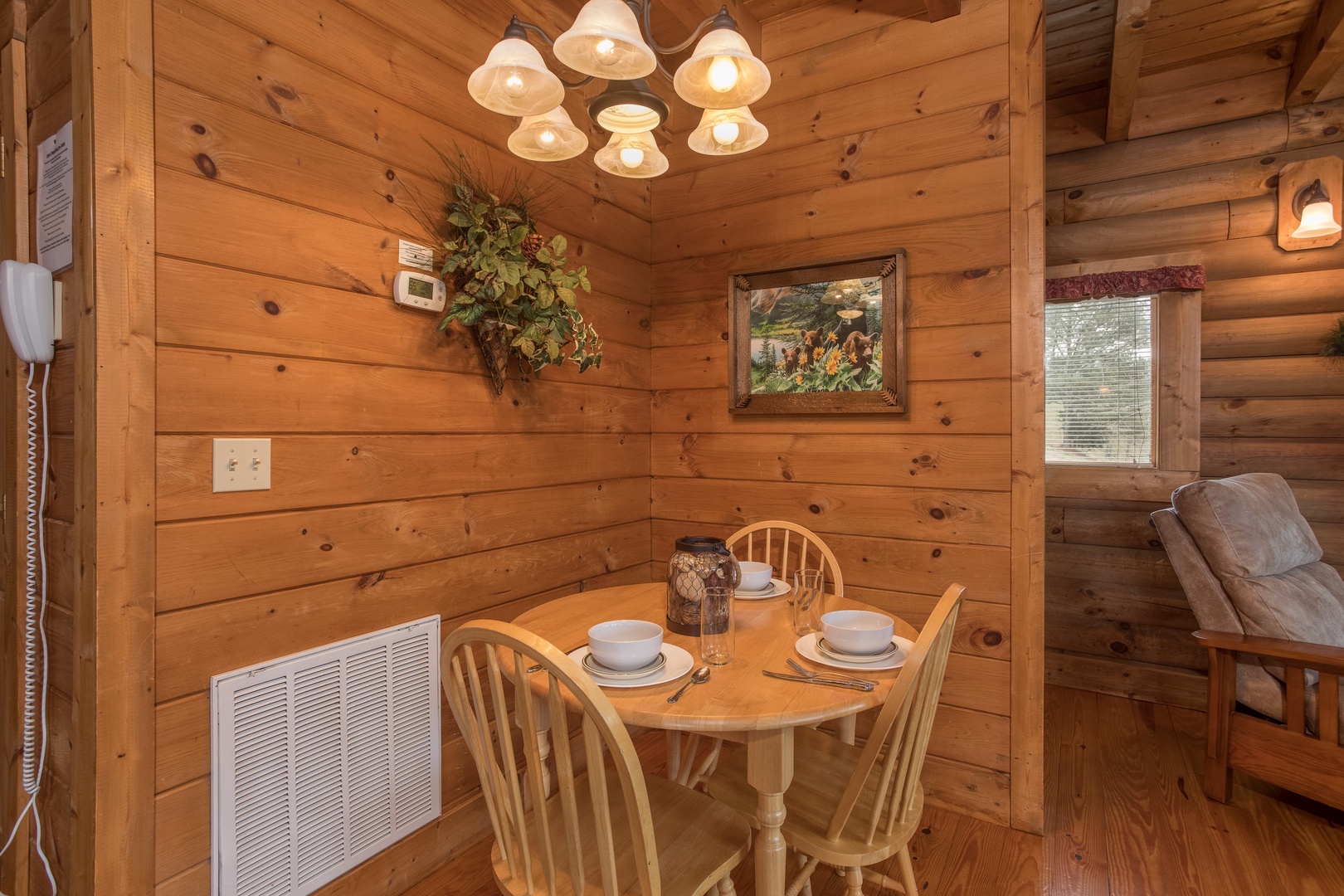 Dining area at Hanky Panky, a 1-bedroom cabin rental located in Pigeon Forge