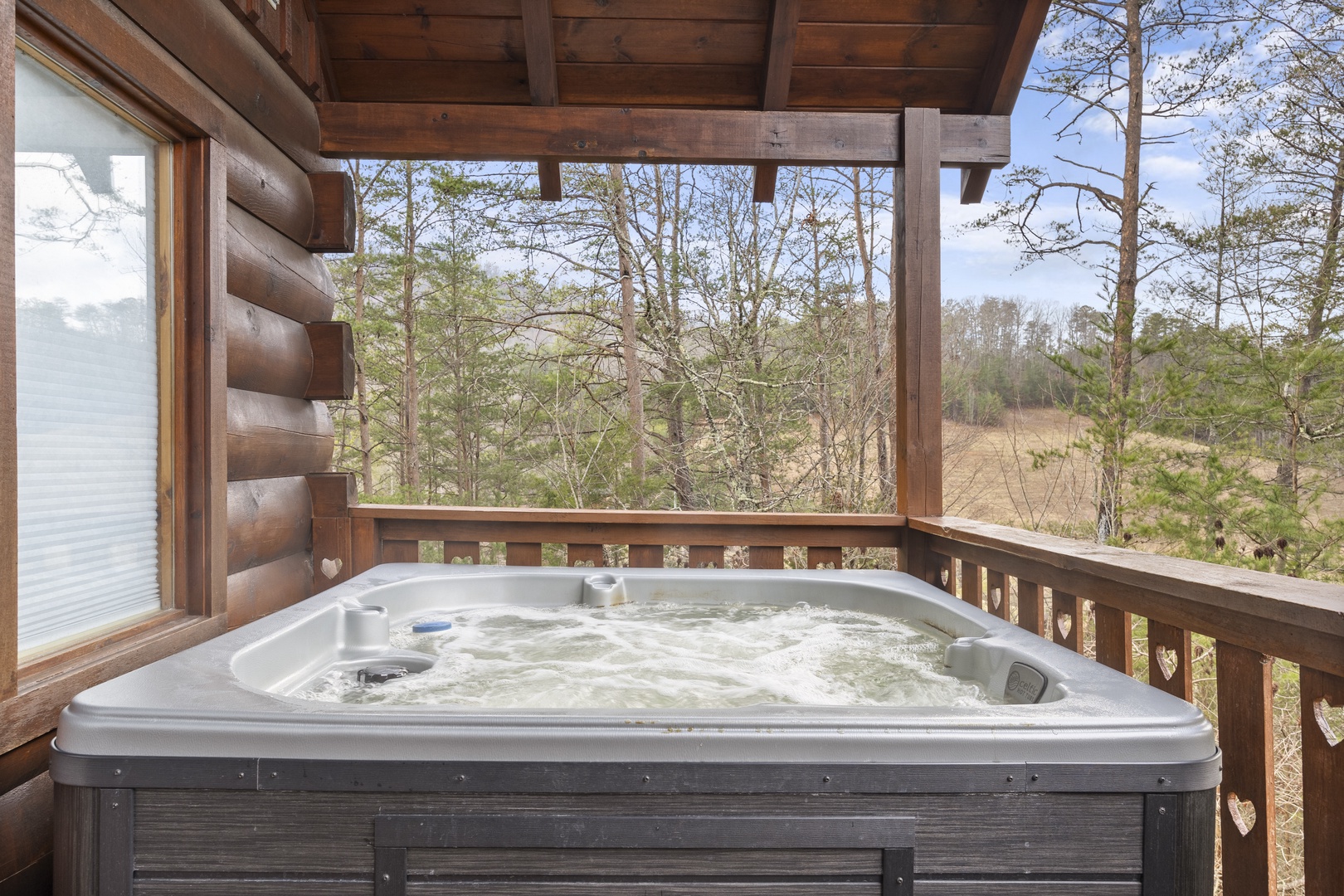 Hot Tub at always & forever a 1 bedroom cabin rental located in pigeon forge