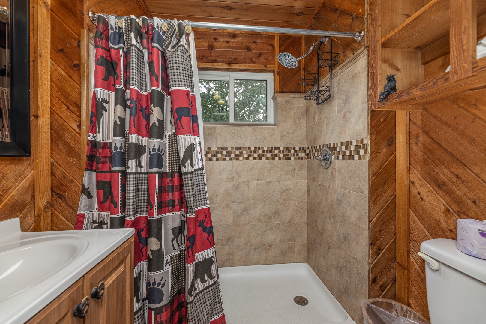 Bathroom with a walk in shower at Bearing Views, a 3 bedroom cabin rental located in Pigeon Forge