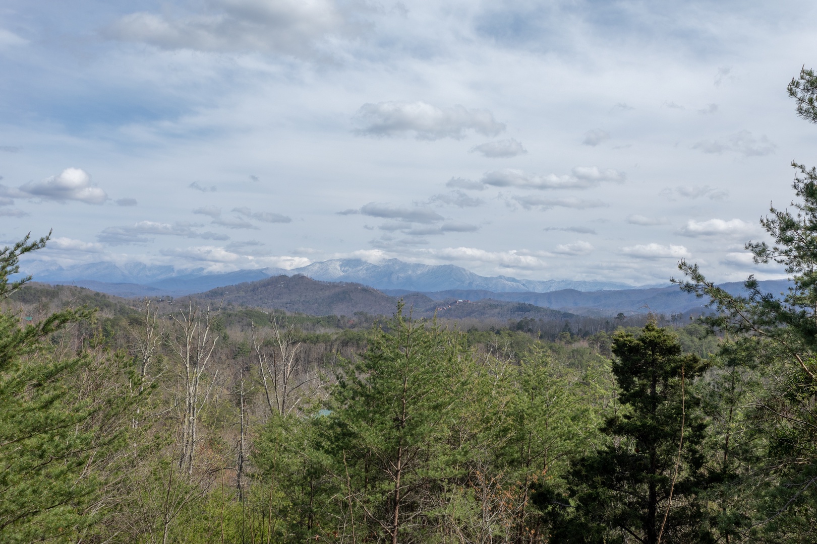 Winter views at Blue Mountain Views, a 1 bedroom cabin rental located in Pigeon Forge