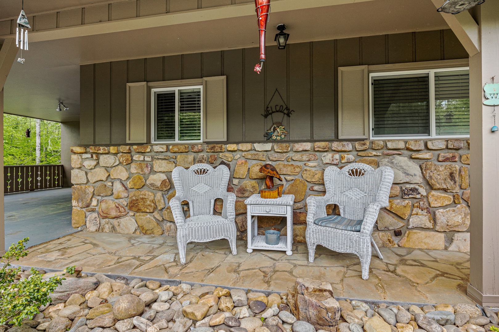 Outdoor wicker chair and table set at Buckhorn Springs
