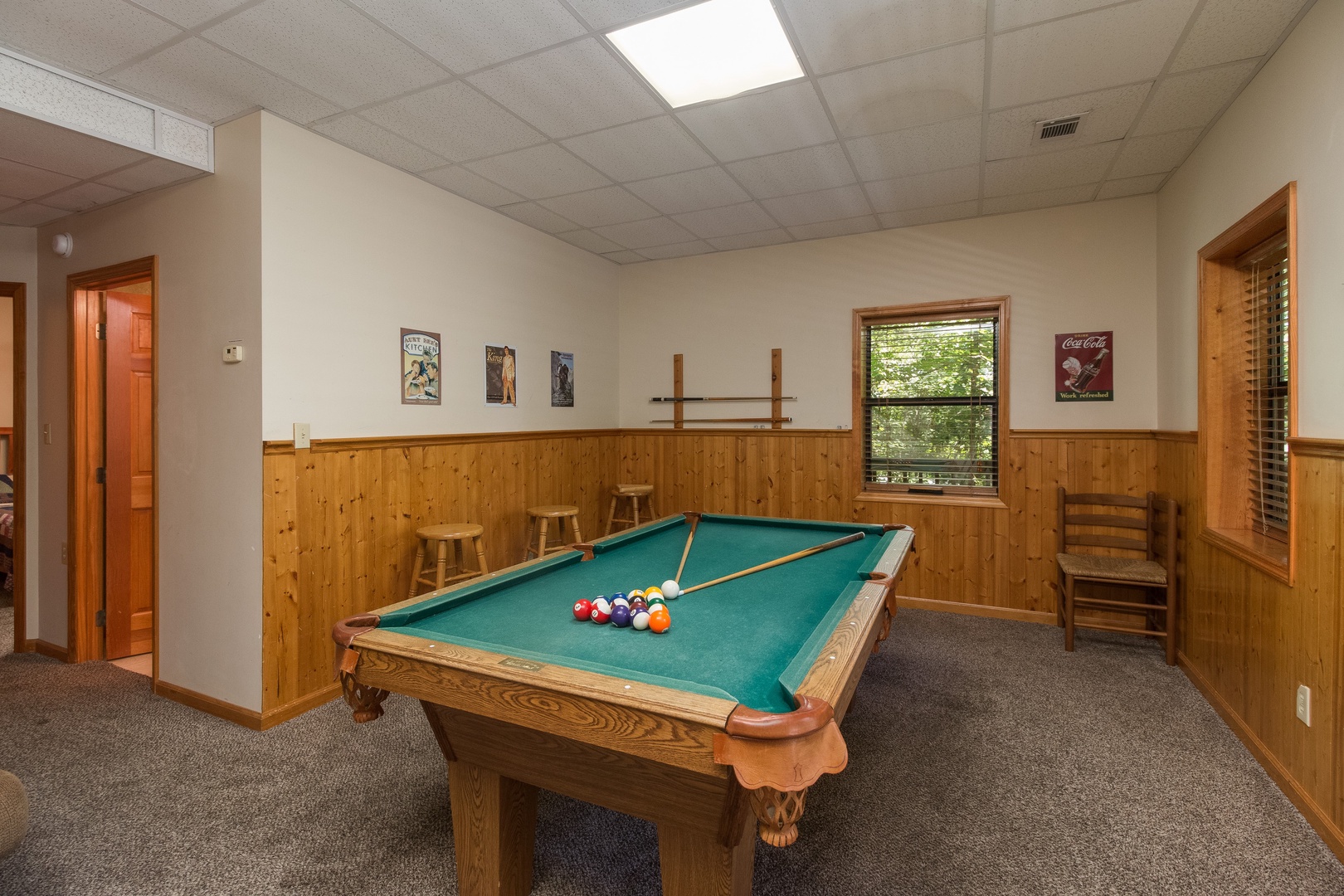 Pool table at Stones Throw, a 4 bedroom cabin rental located in Pigeon Forge