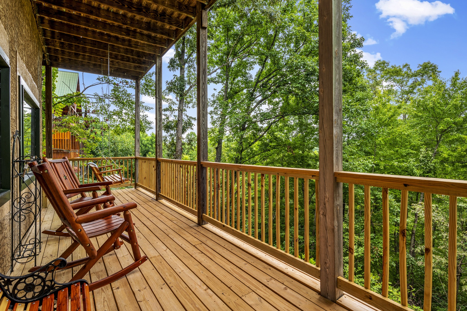 Rocking chairs on covered deck at Bear Sunrise