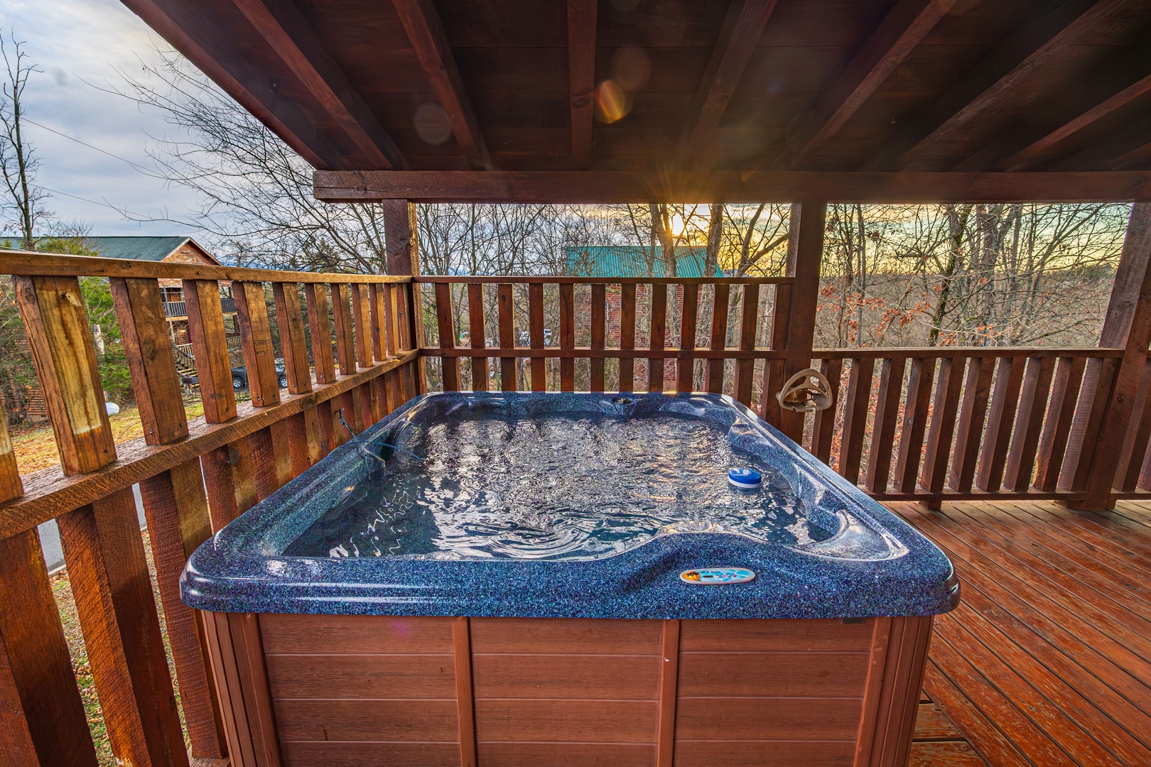 Hot Tub at Hickernut Lodge, a 5-bedroom cabin rental located in Pigeon Forge