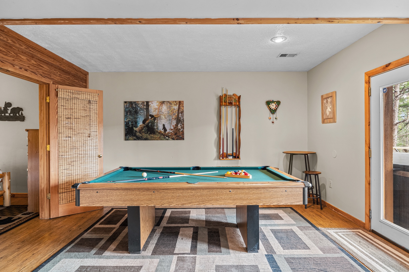 Pool table at Brink of Heaven, a 2 bedroom cabin rental located in Gatlinburg
