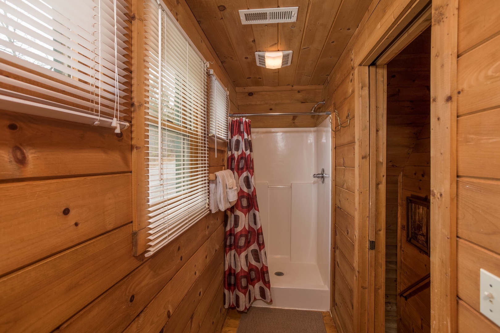 Shower at Hanky Panky, a 1-bedroom cabin rental located in Pigeon Forge