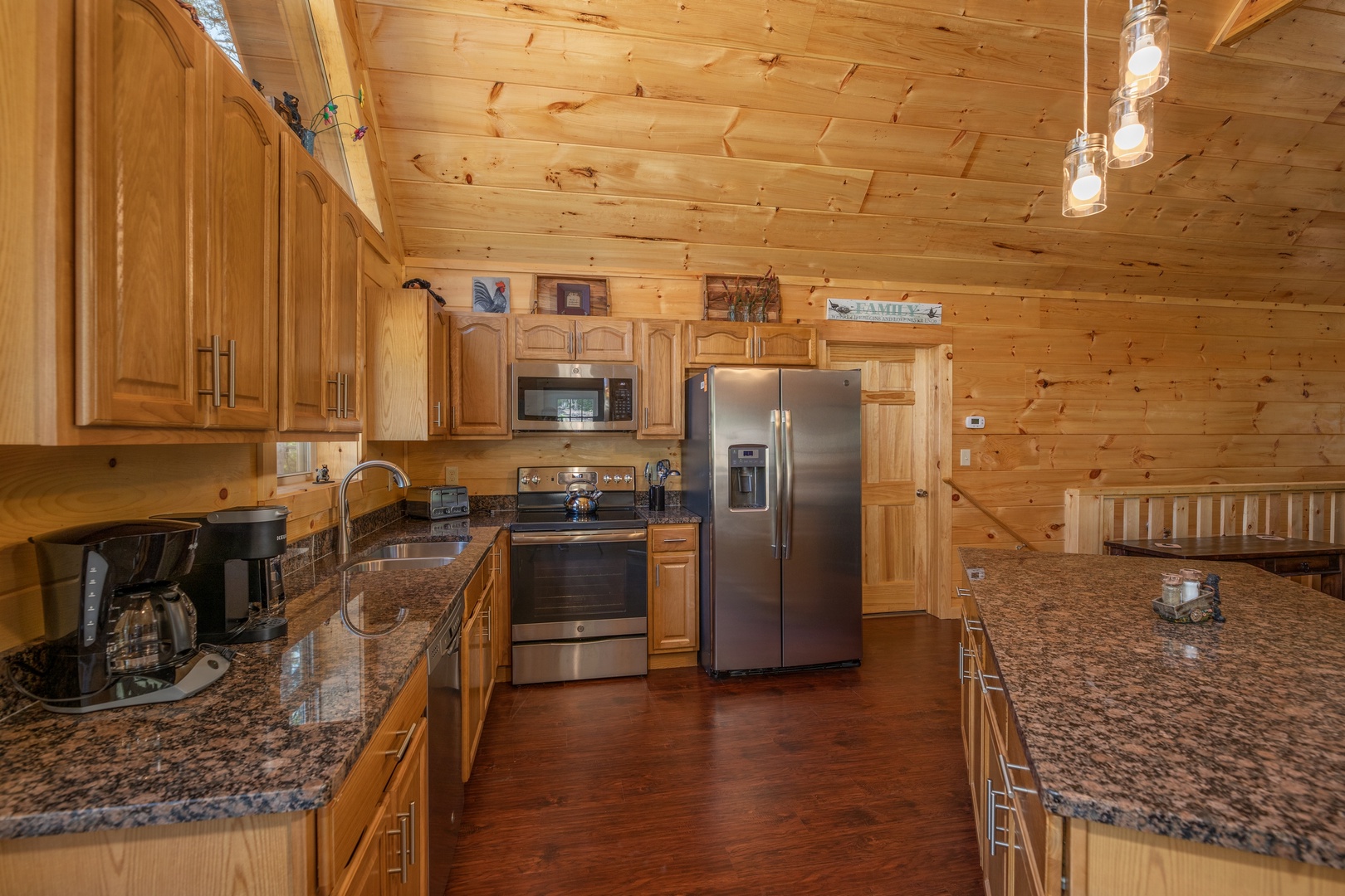 Kitchen with stainless appliances at Gar Bear's Hideaway, a 3 bedroom cabin rental located in Pigeon Forge